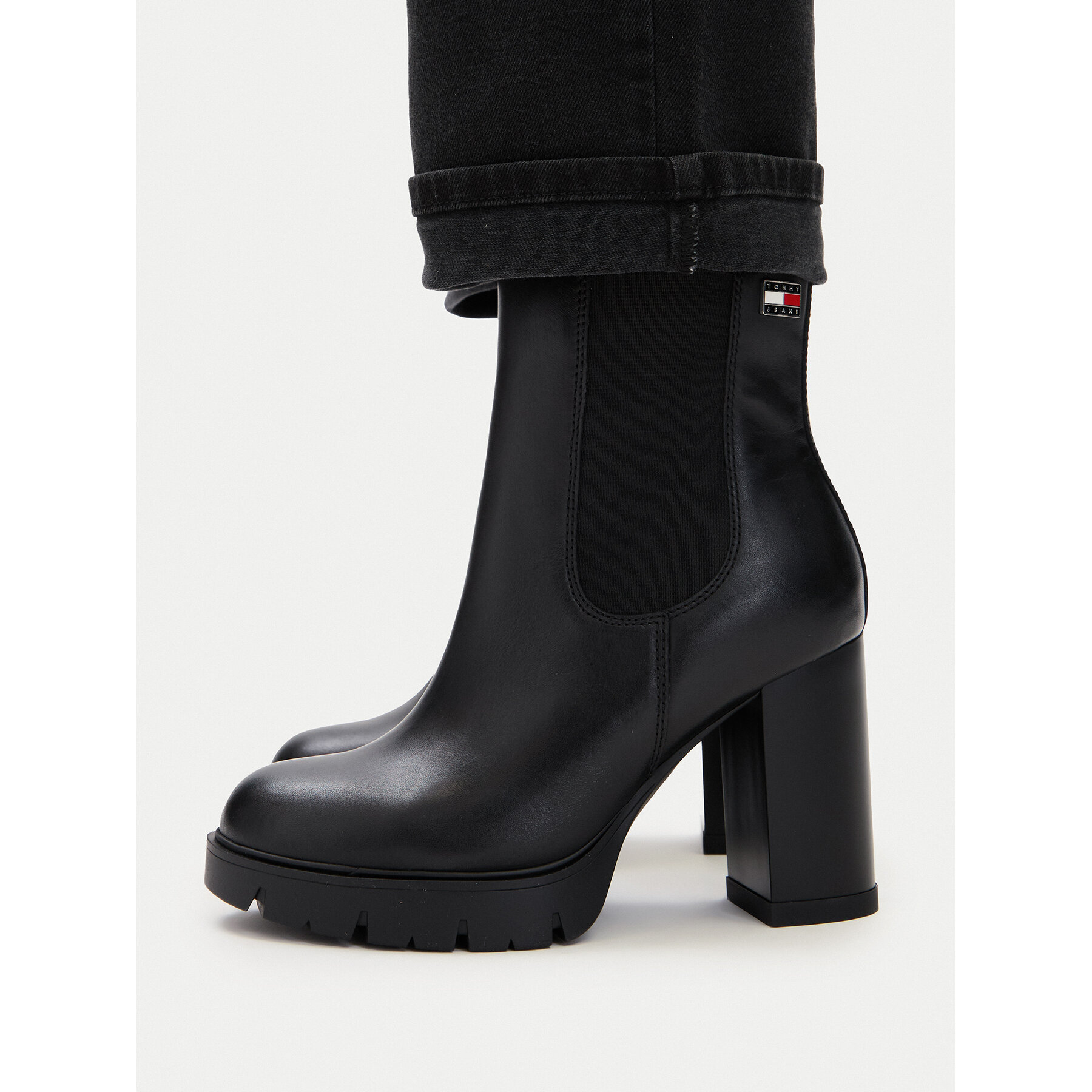 Tommy Jeans Μποτάκια Tommy Jeans Tjw Chelsea High Heel Boots EN0EN03112 Μαύρο