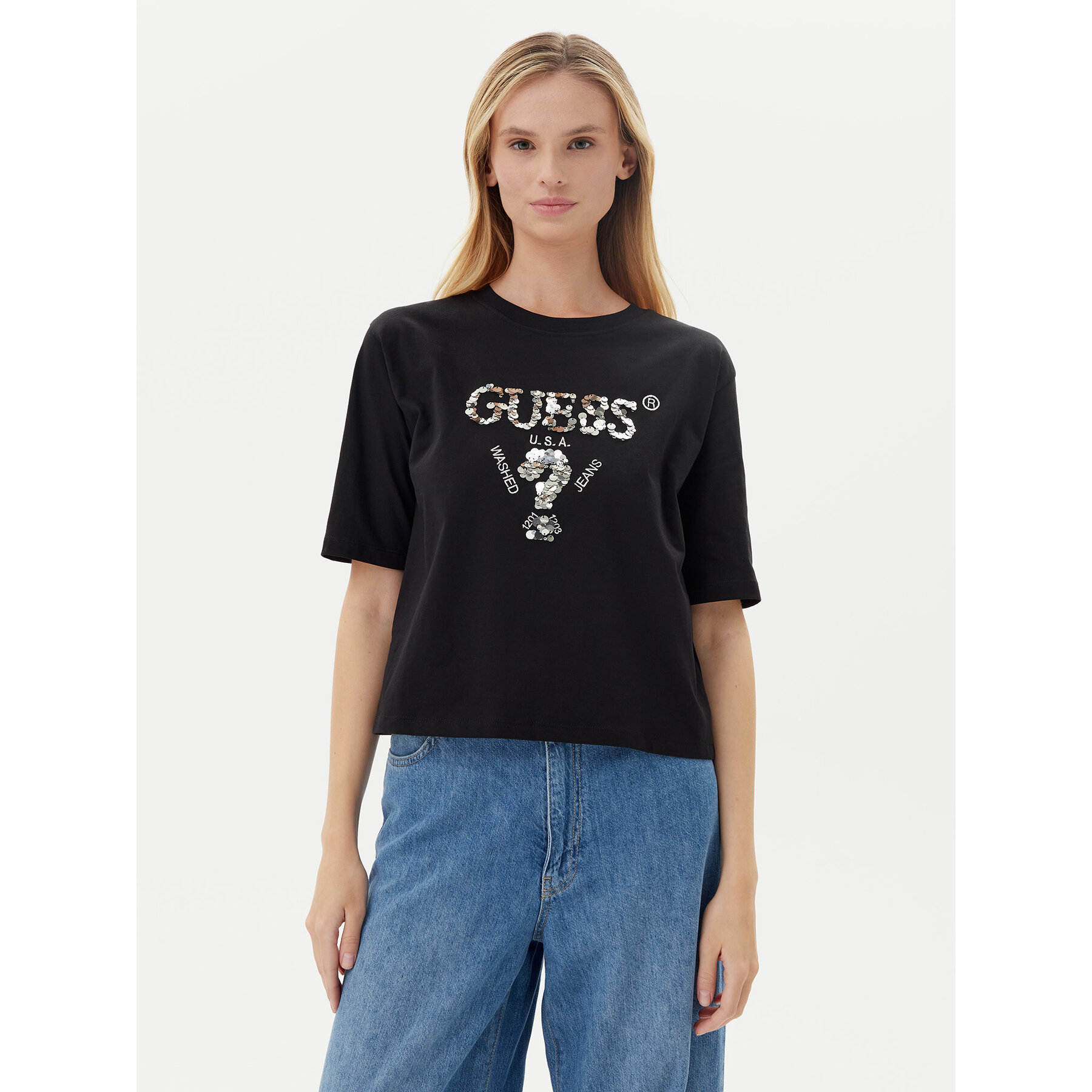 Guess T-Shirt V4YI06 I3Z14 Μαύρο Relaxed Fit