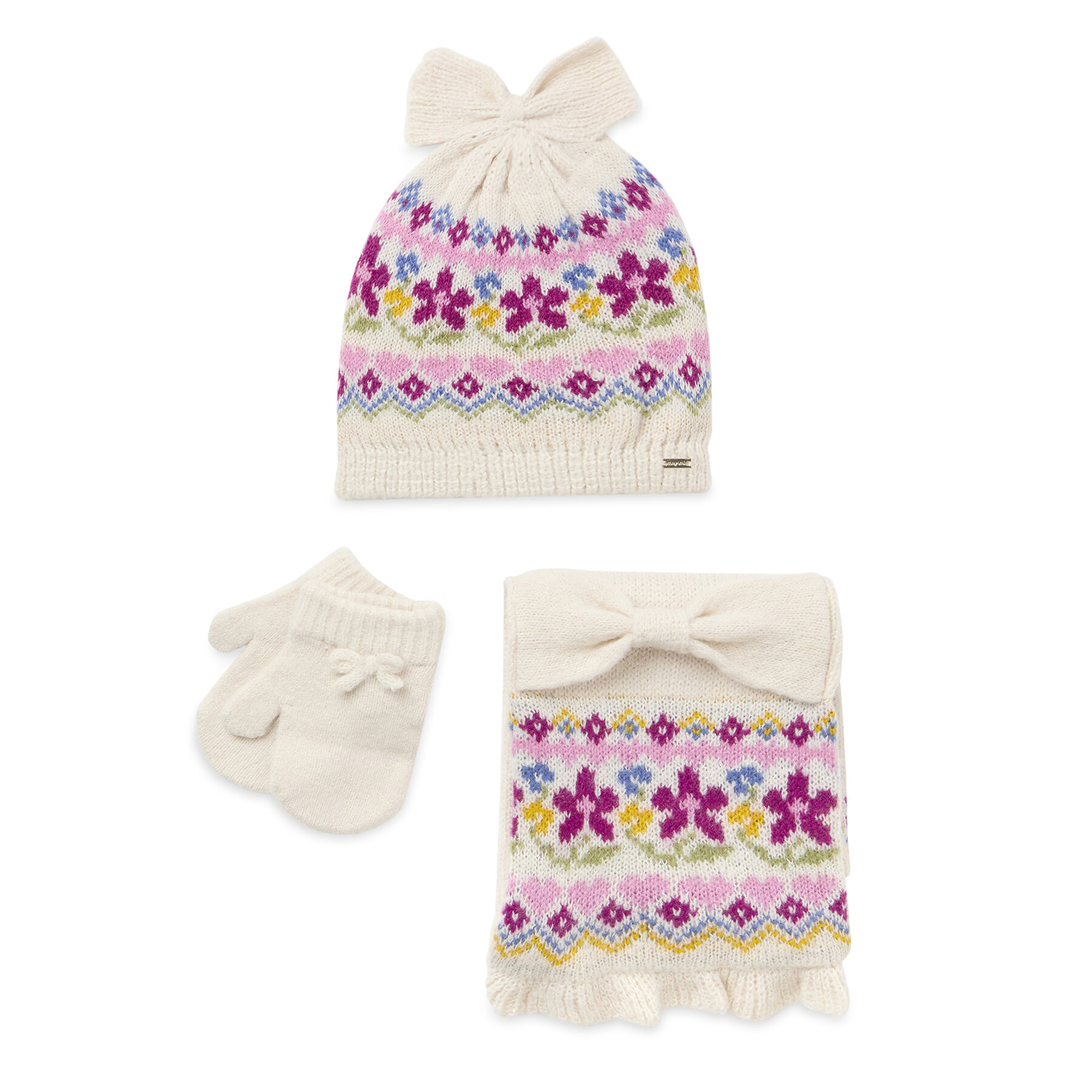 Kinder Set Mütze, Schal und Handschuhe Mayoral, Schuhgröße 6M, Écru, 10.536