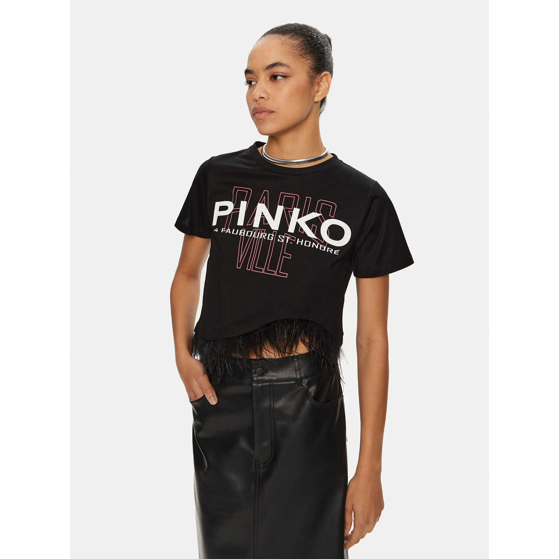 PINKO PINKO T-Shirt Martignano 103130 A1LV Μαύρο Regular Fit
