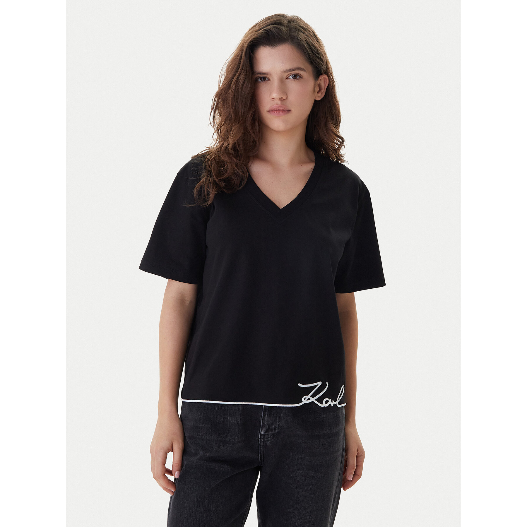 KARL LAGERFELD T-Shirt B1W17031 Schwarz Relaxed Fit