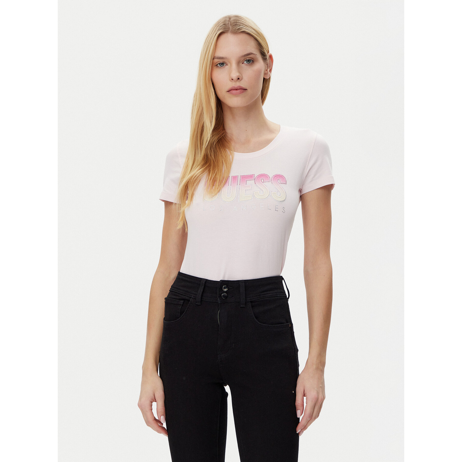 Guess Marškinėliai W5GI14 J1314 Rožinė Regular Fit