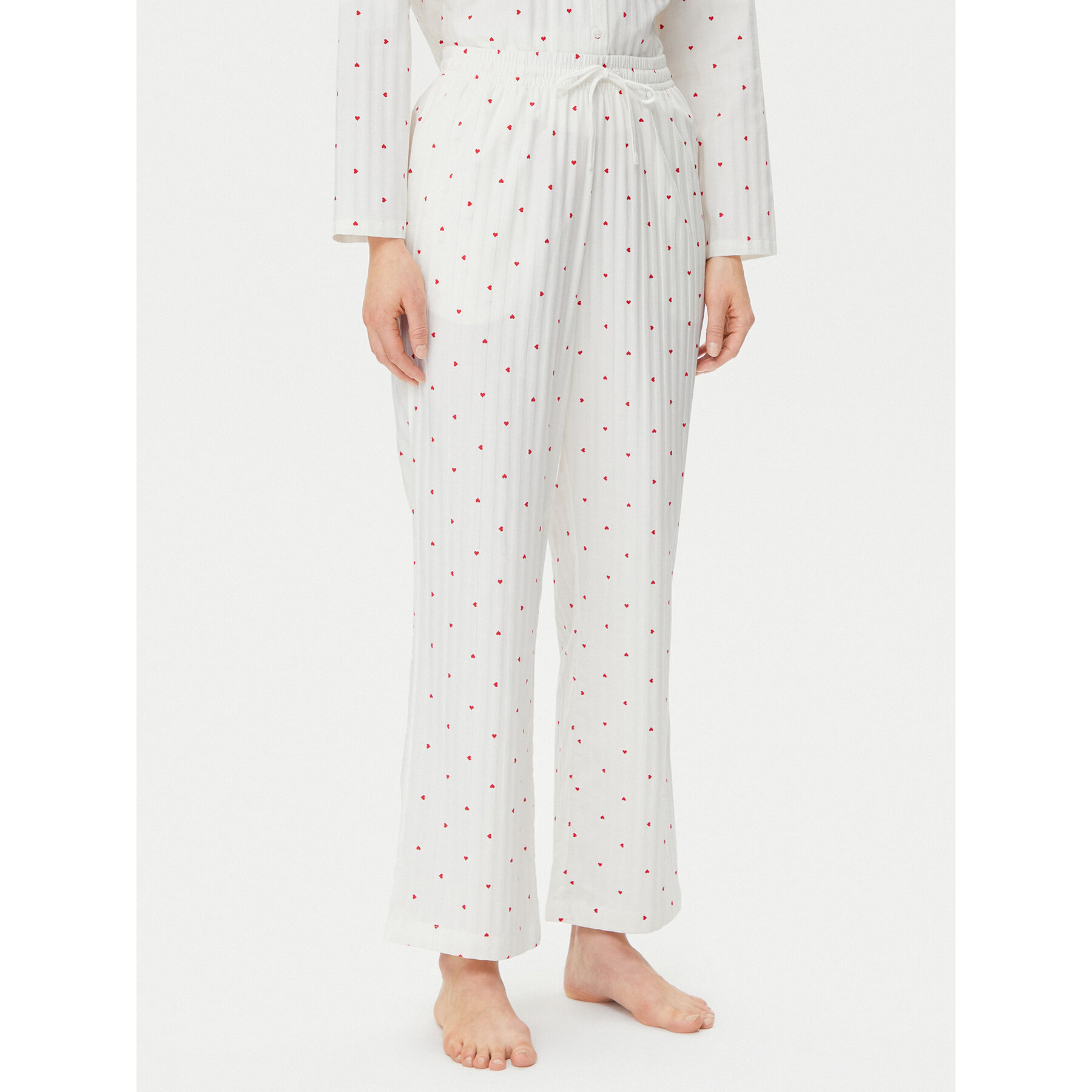Hunkemöller Pizsama nadrág Jacquard Hearts 301504 Fehér Relaxed Fit