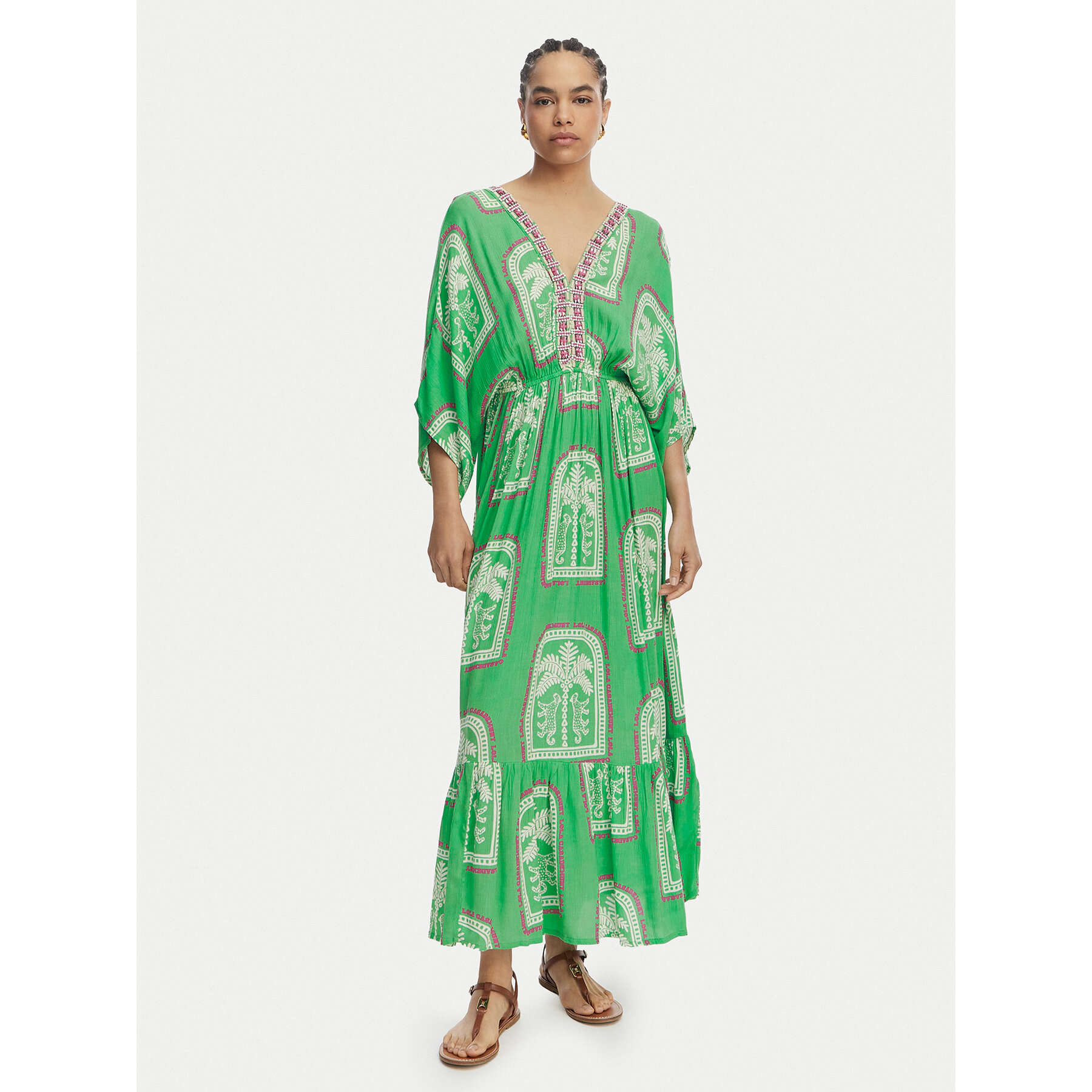 LOLA CASADEMUNT Sommerkleid LS2616049 Hellgrün Relaxed Fit