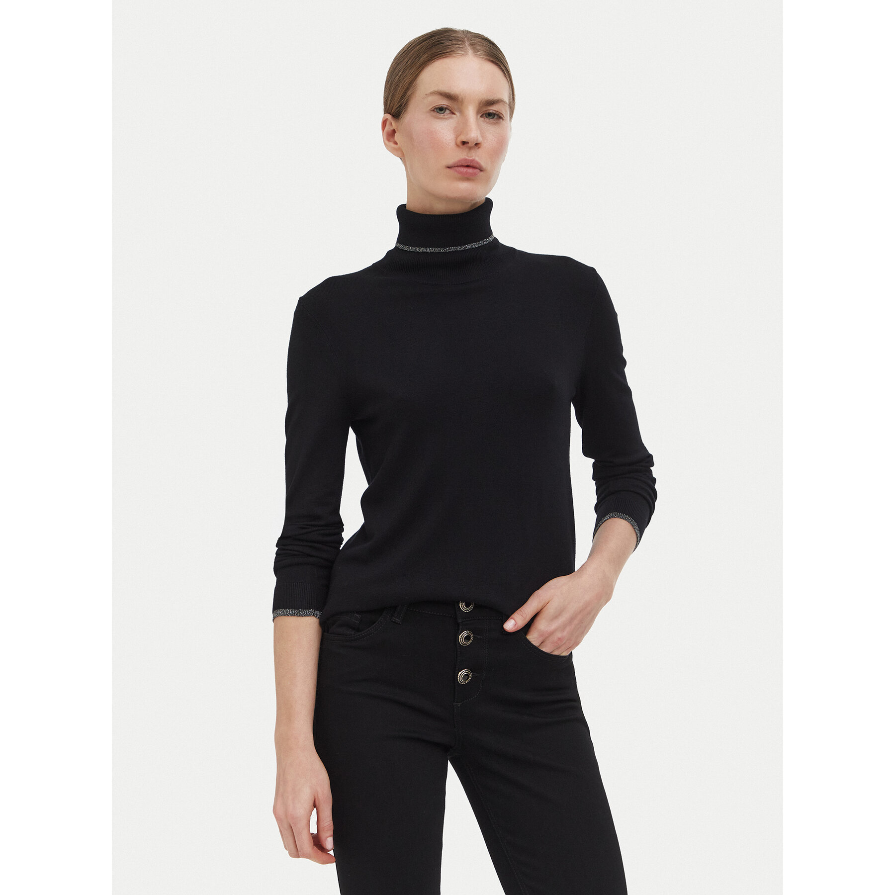 Liu Jo Rollkragenpullover WF6013 MS49I Schwarz Slim Fit