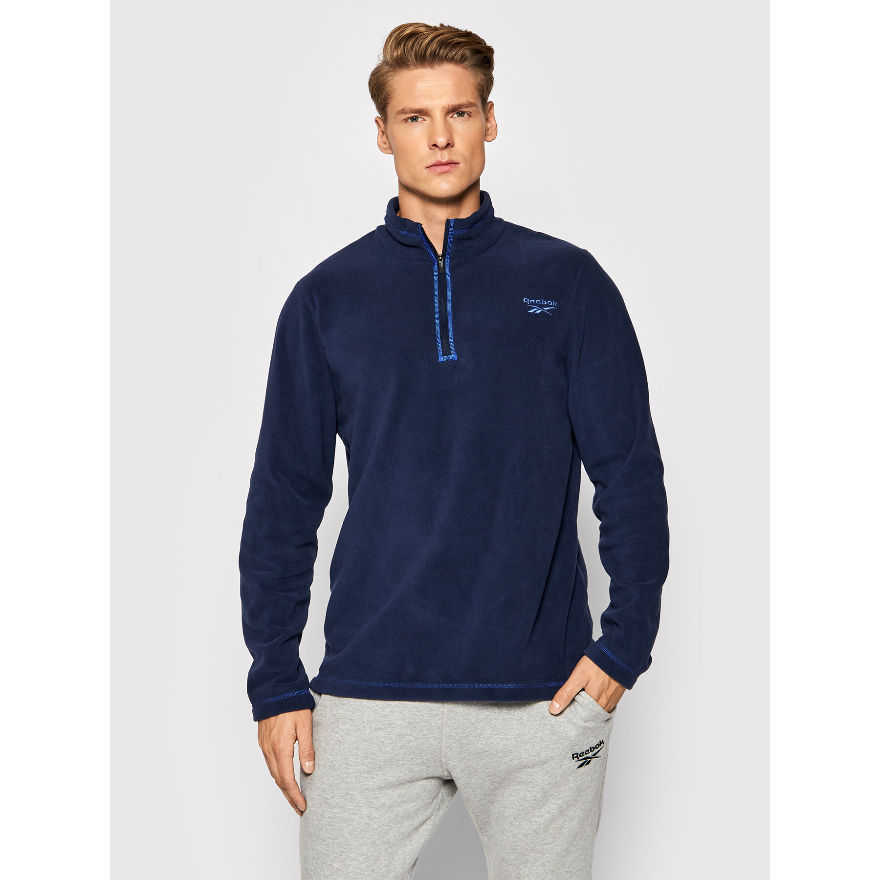 Reebok Fleecejacke Outerwear GR8963 Dunkelblau Slim Fit
