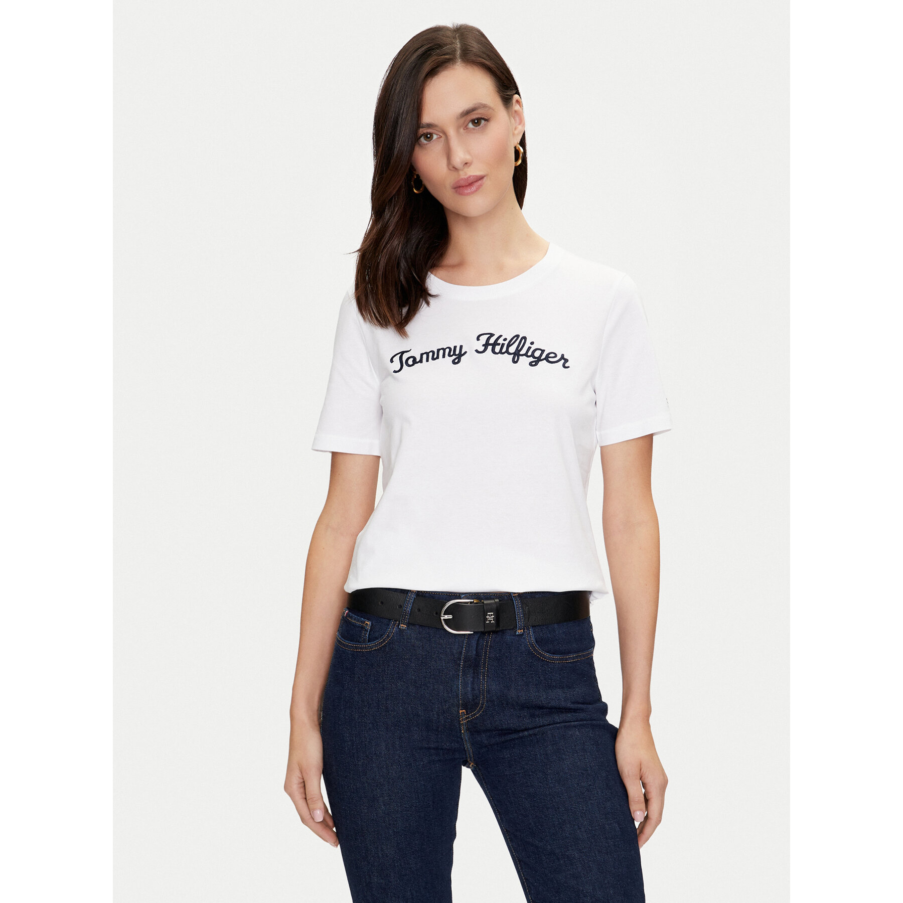 Tommy Hilfiger Póló Script WW0WW42589 Fehér Regular Fit