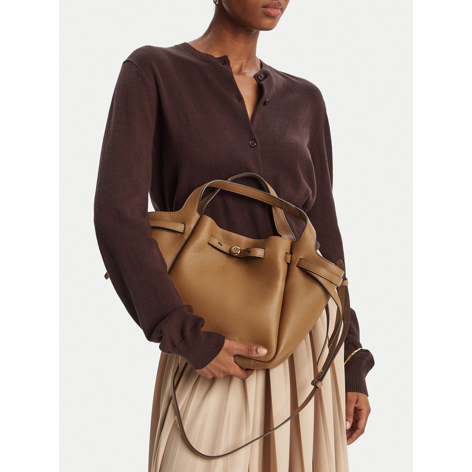 Torbica Tory Burch Romy Satchel 164866 Smeđa