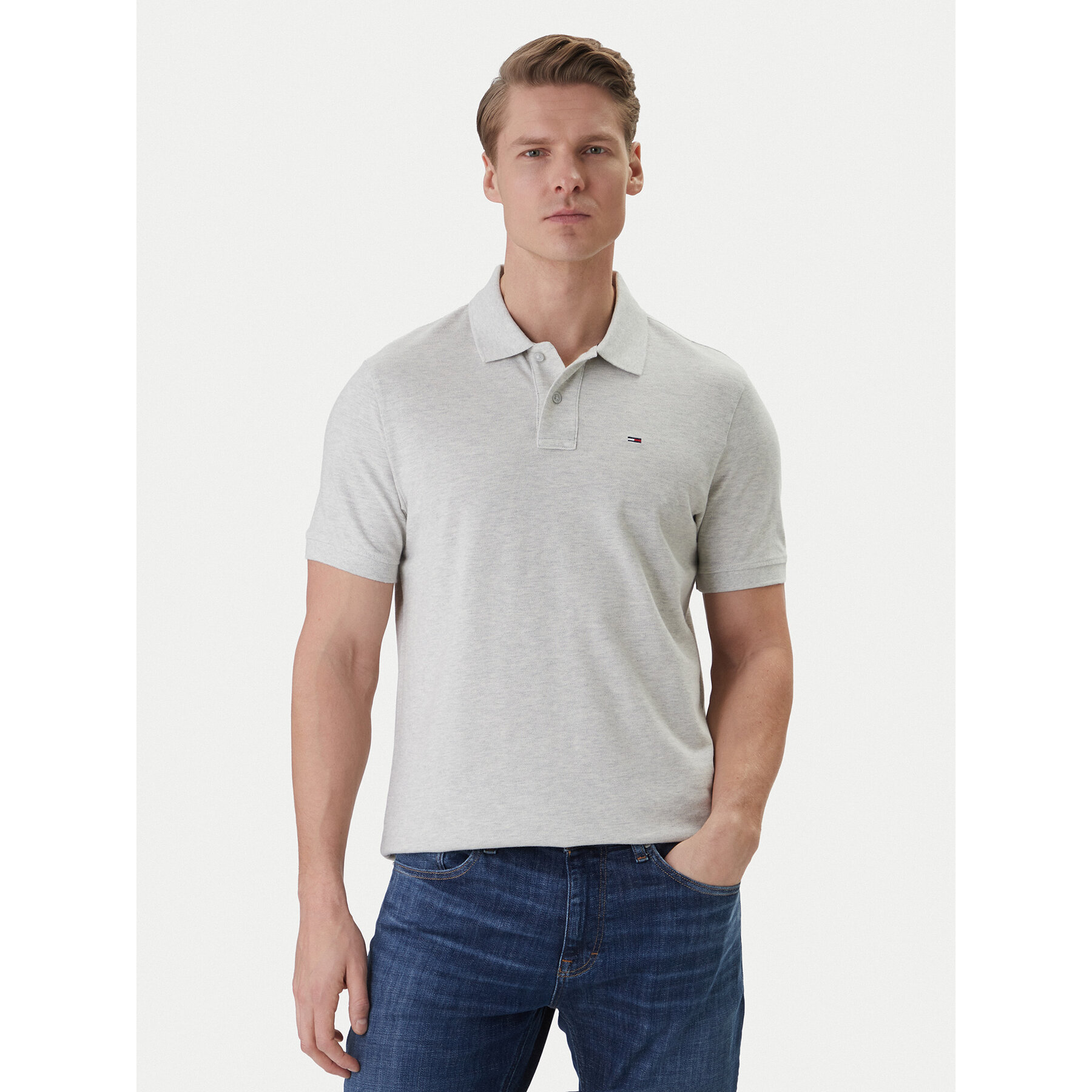 Tommy Jeans Poloshirt DM0DM22711 Grau Regular Fit