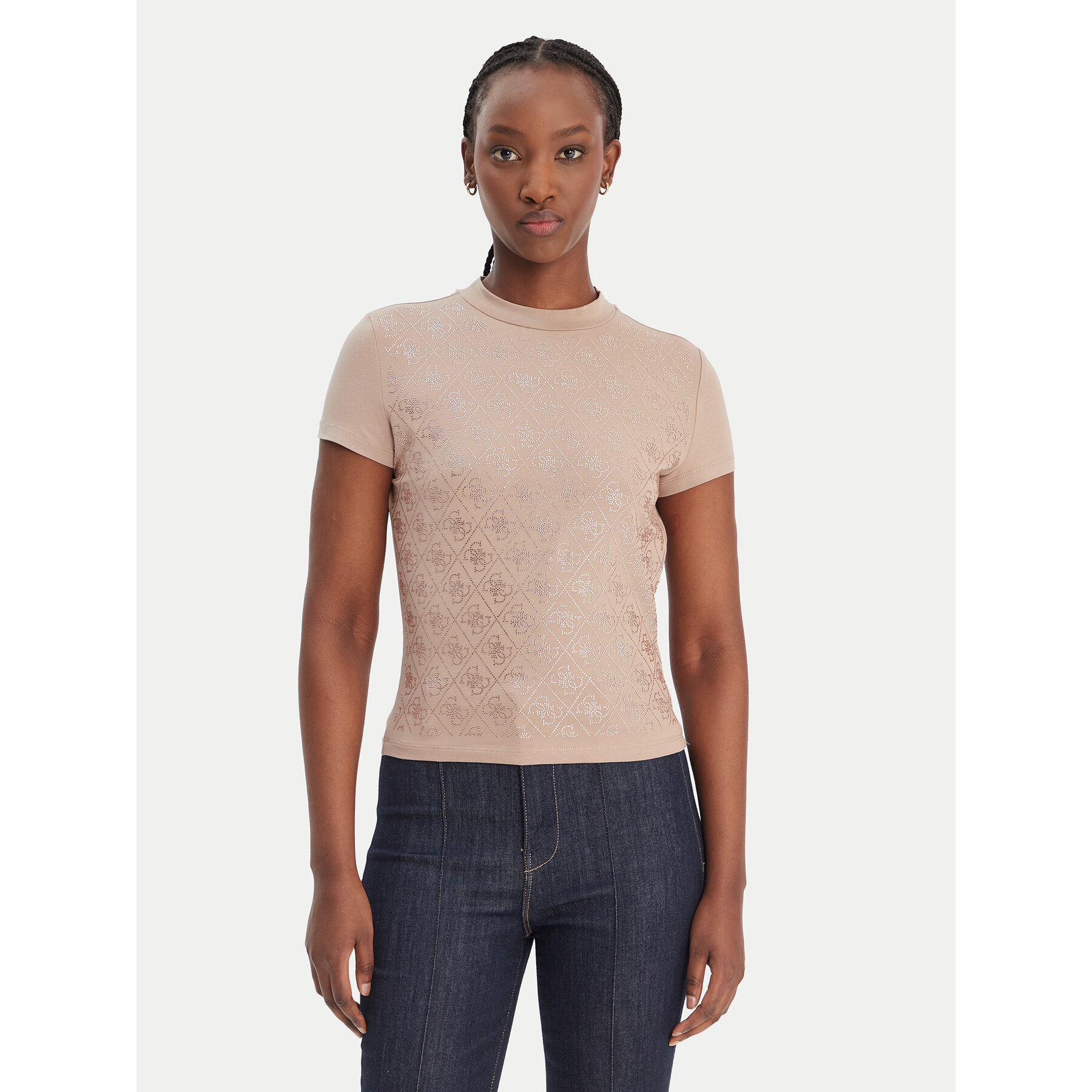 Guess T-Shirt W4BI26 J1314 Μπεζ Regular Fit