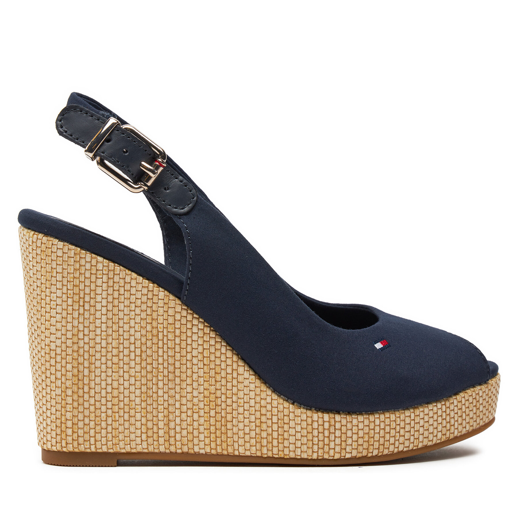Sandales Tommy Hilfiger Iconic Elena Sling Back Wedge FW0FW04789 Tumši zils