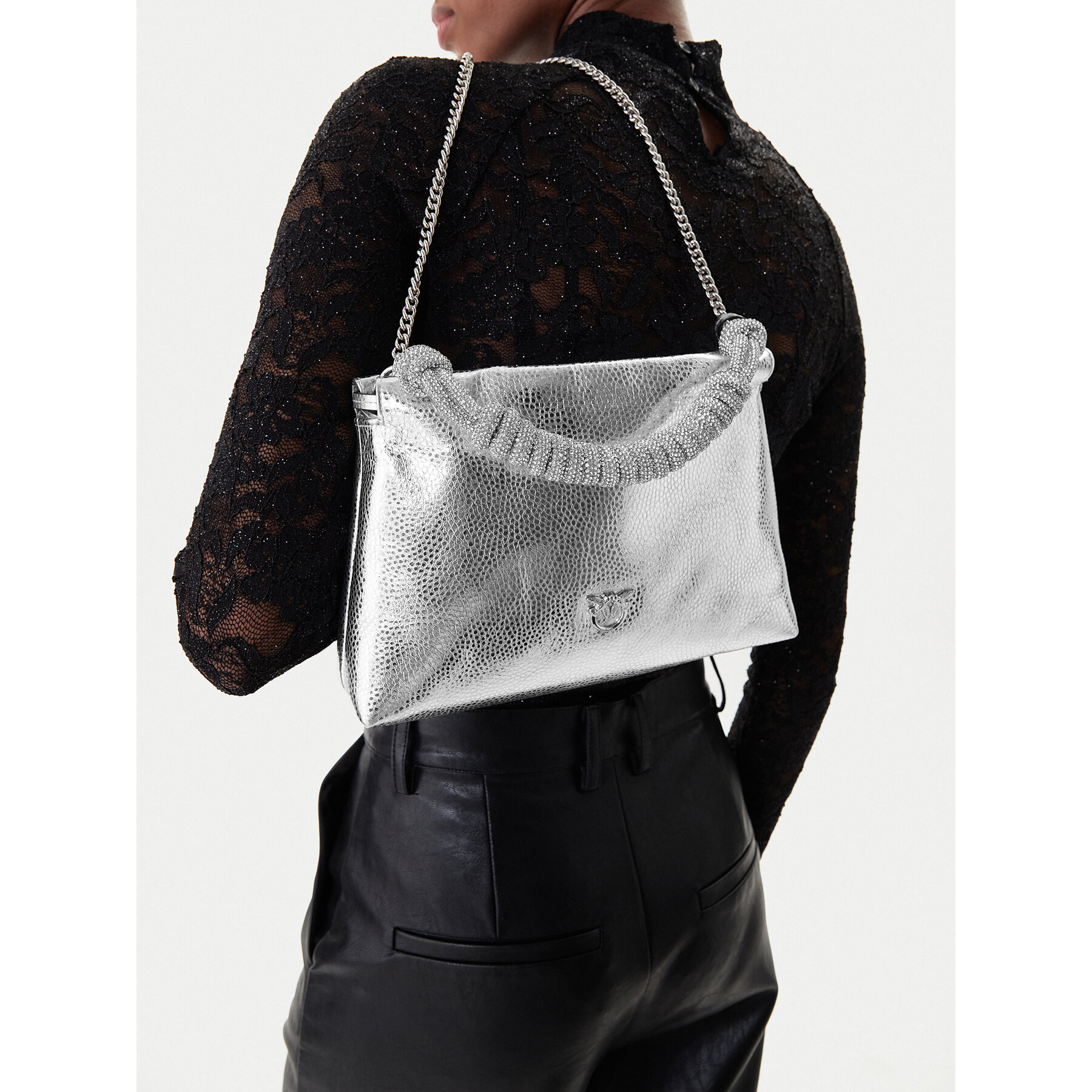Ročna torba PINKO Mini Clutch Manico SP Al 25-26 PLTT 105908 A2WD Srebrna