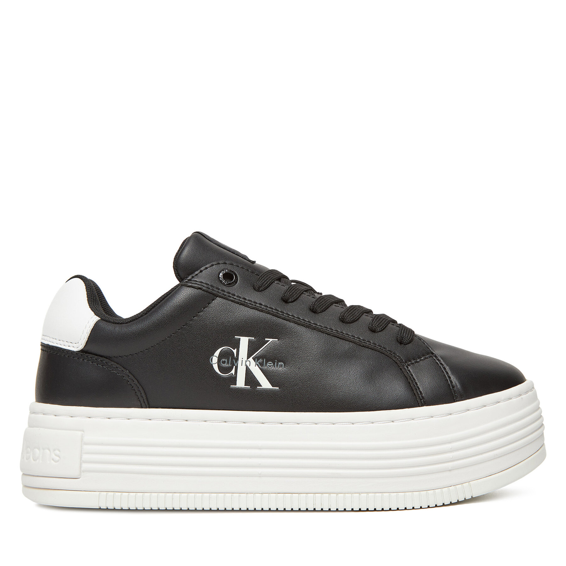 Sneakersy Calvin Klein Jeans Bold Flatf Low Lace Lth YW0YW01878 Čierna