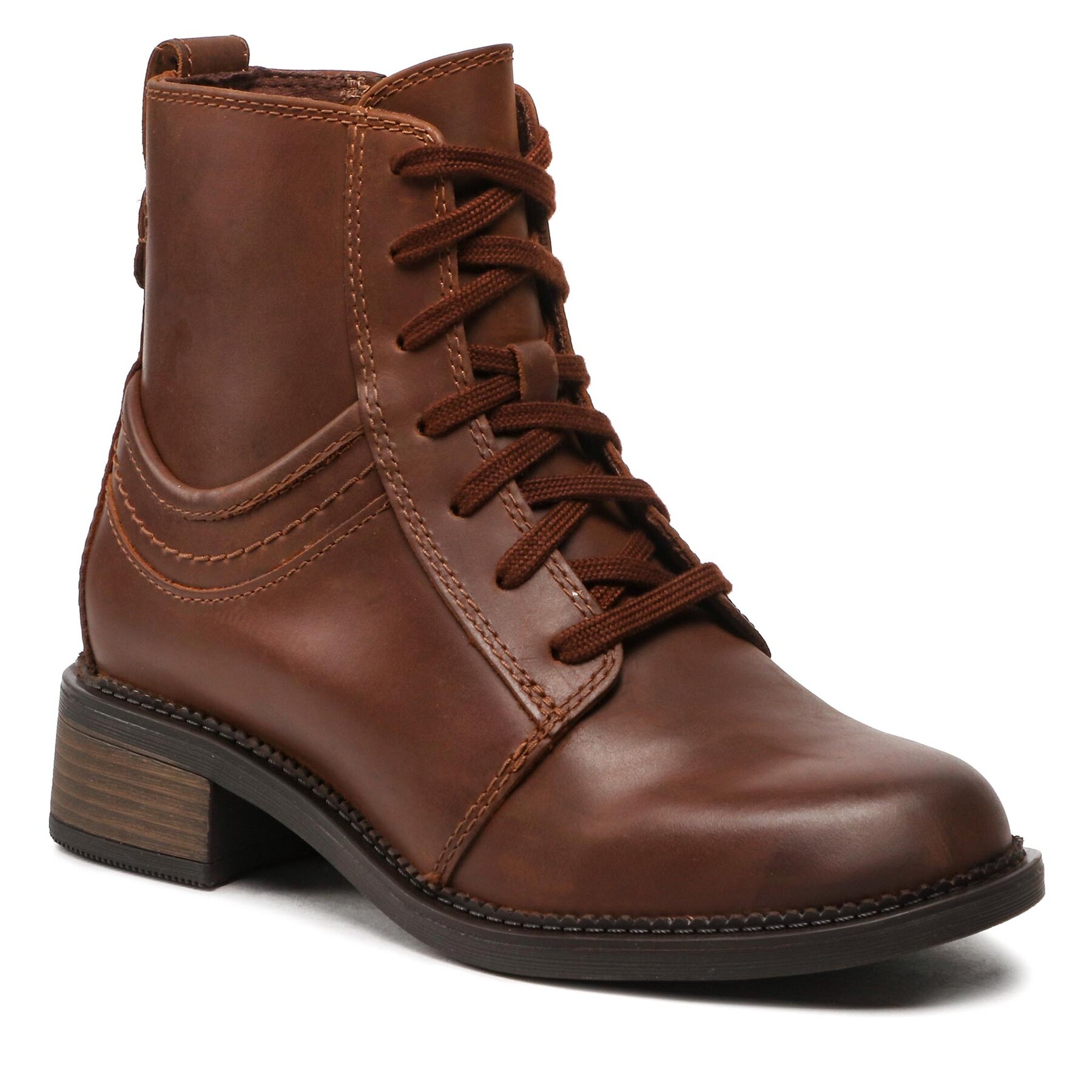 Škornji Clarks Maye Step 261684654 Dark Tan Leather