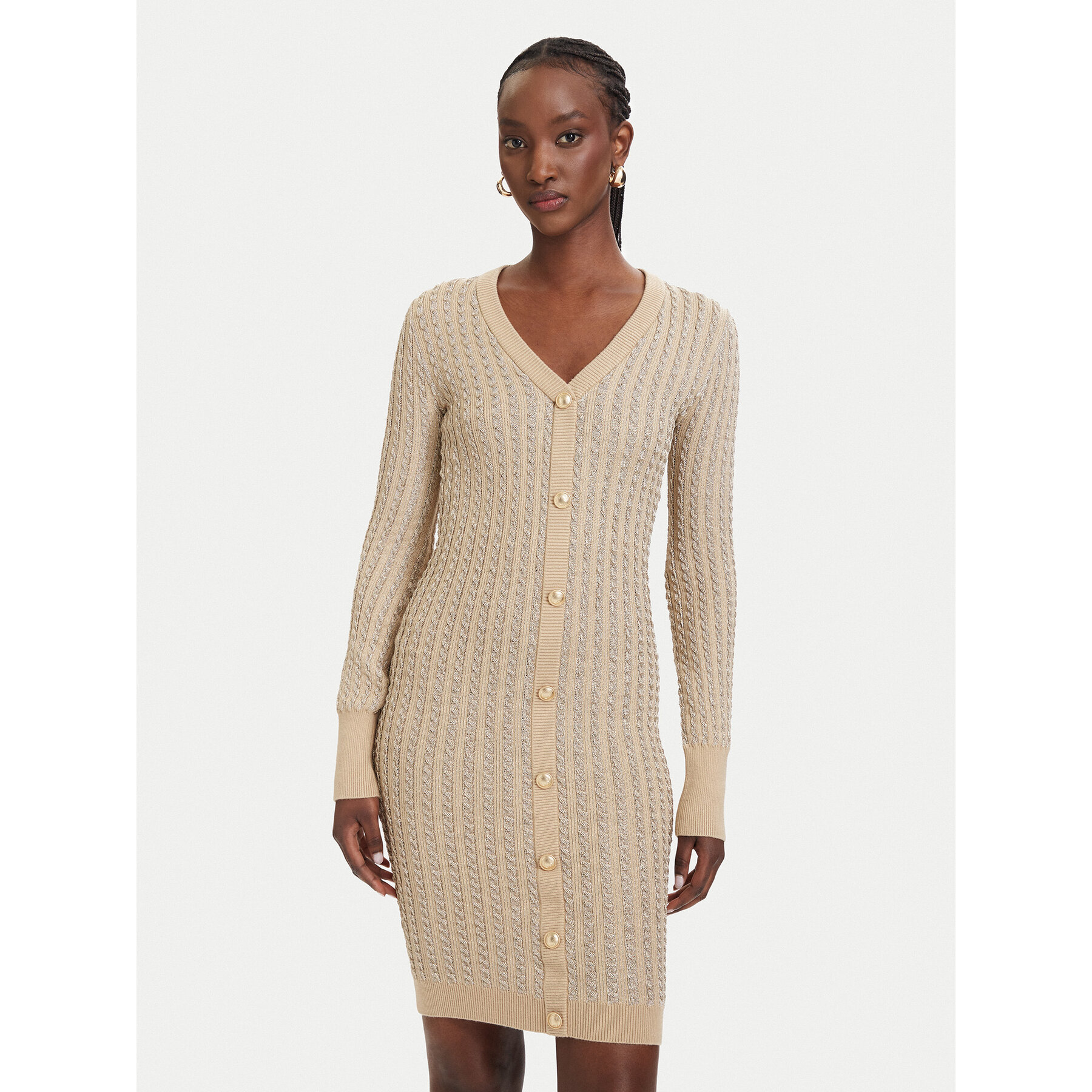 Guess Strickkleid W5RK09 Z3KT0 Beige Bodycon Fit