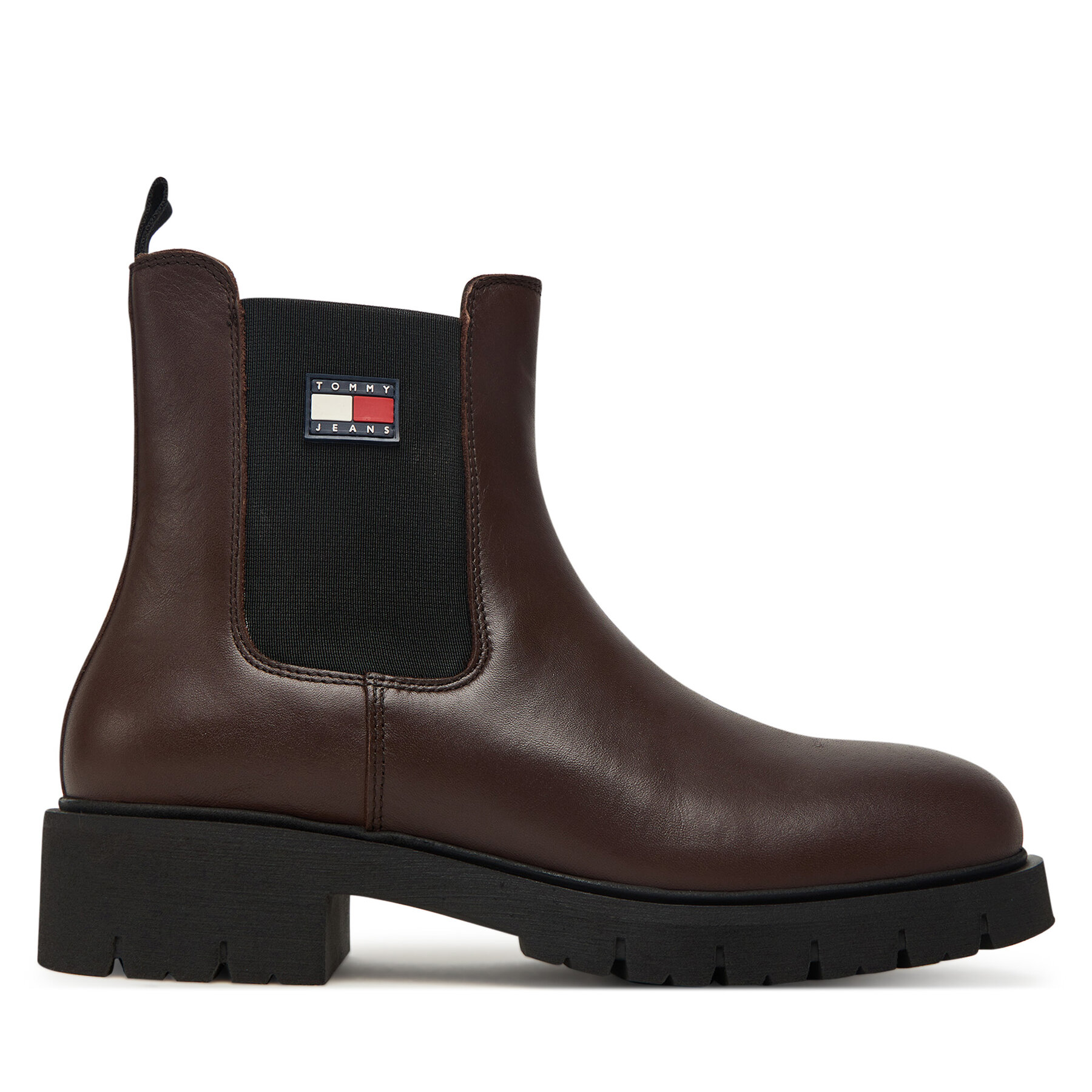 Kotníková obuv s elastickým prvkem Tommy Jeans Tjw Chelsea Leather Boot EN0EN02825 Hnědá