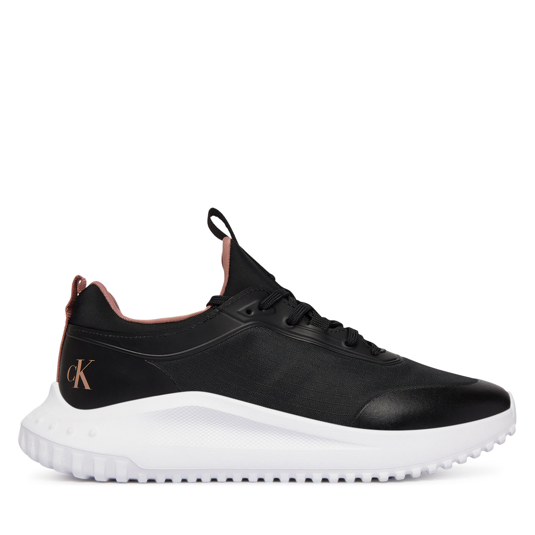 Sneakersy Calvin Klein Jeans Eva Runner Laceup Sock Mat Mix YW0YW02064 Čierna