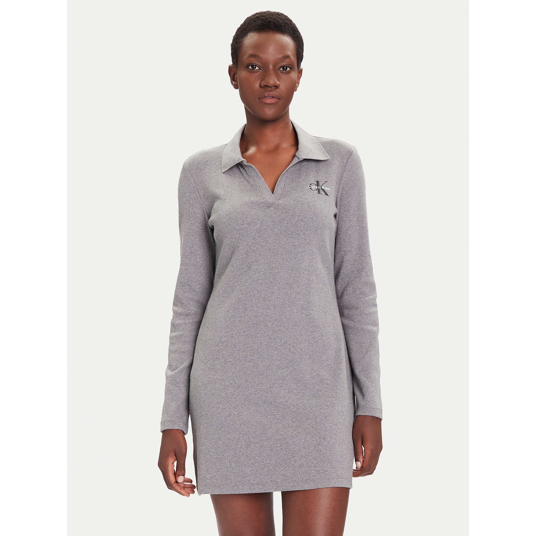 Calvin Klein Jeans Kleid für den Alltag Monologo LV047D214G Grau Slim Fit