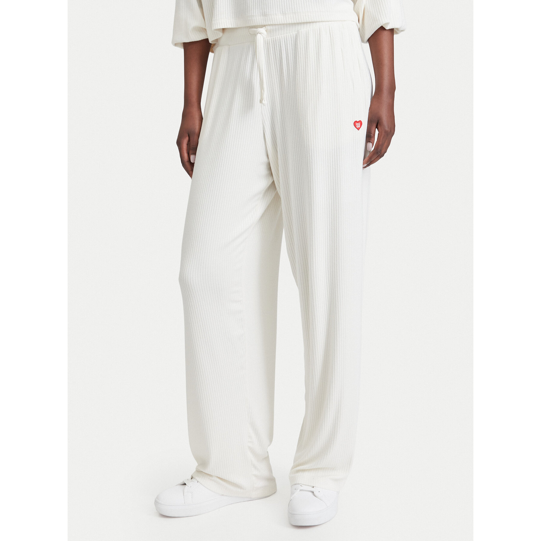 HUGO Pyjamahose Heart 50566660 Creme Relaxed Fit
