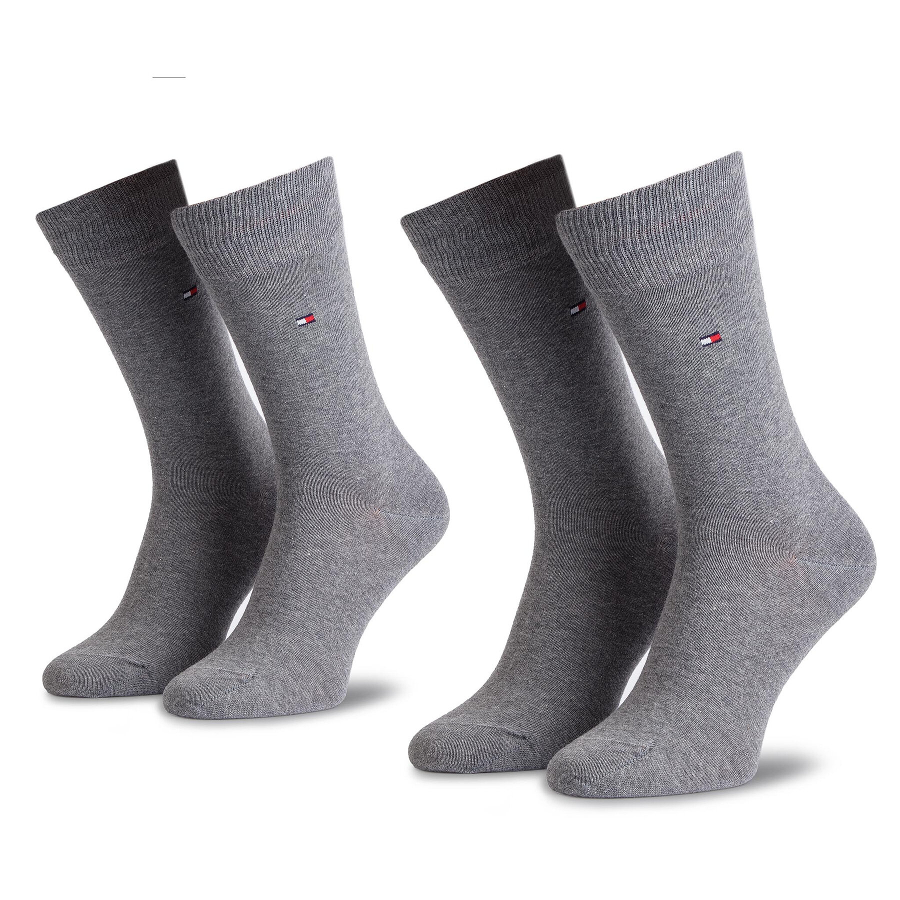 Set de 2 perechi de șosete lungi pentru bărbați Tommy Hilfiger 371111 Middle Grey Melange 758 371111 imagine noua