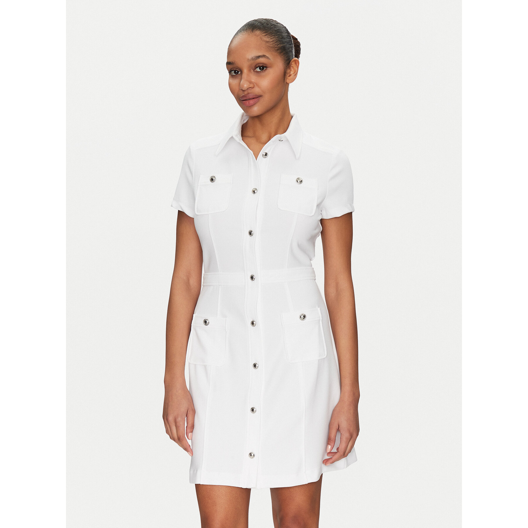 Guess Hemdkleid W5GK70 KCBO2 Weiß Regular Fit