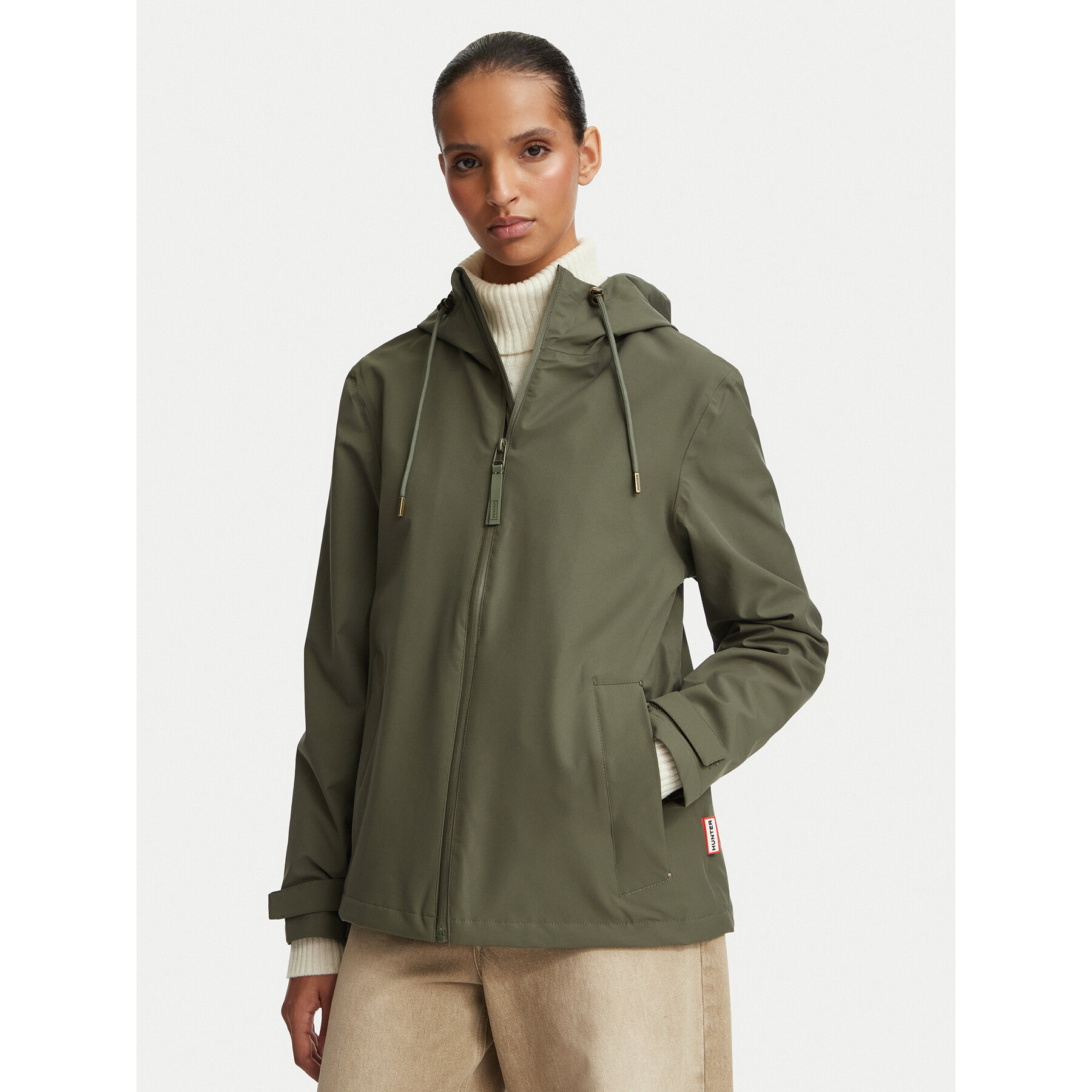 Hunter Regenjacke HARW0004261 Khakifarben Regular Fit