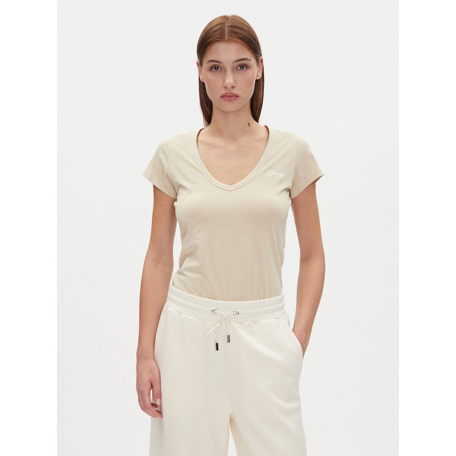 BOSS T-shirt C_Eslane_4 50540432 Beige Slim Fit