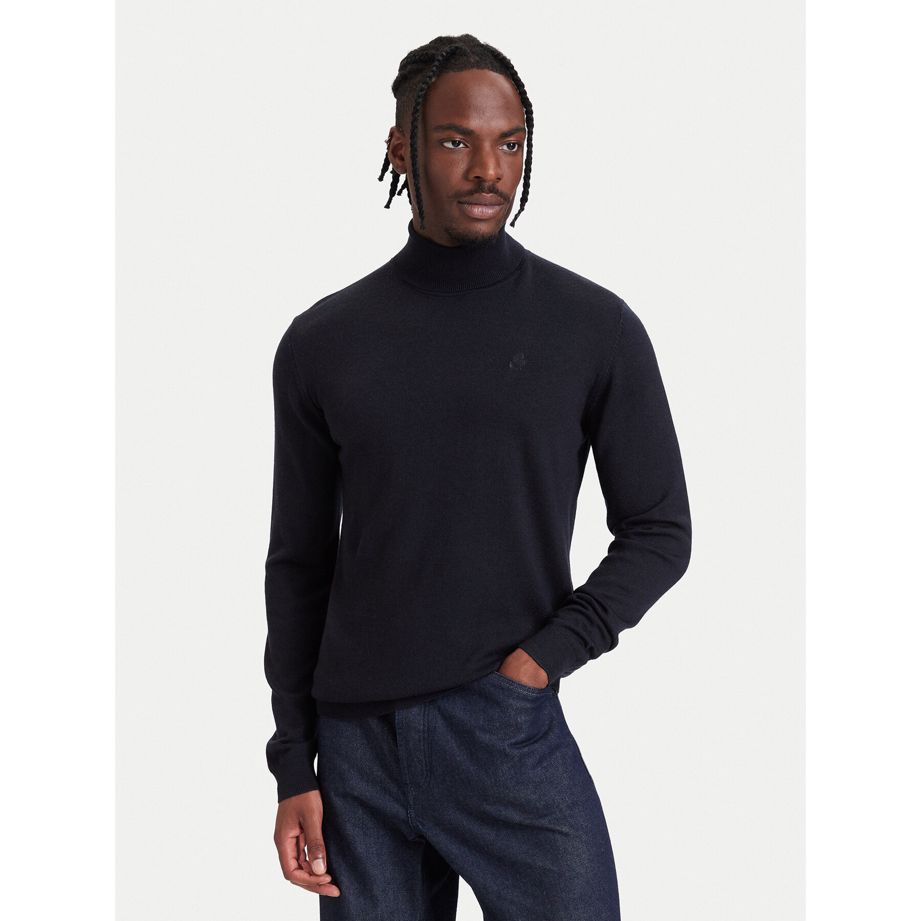 KARL LAGERFELD Rollkragenpullover 655058 564399 Dunkelblau Regular Fit