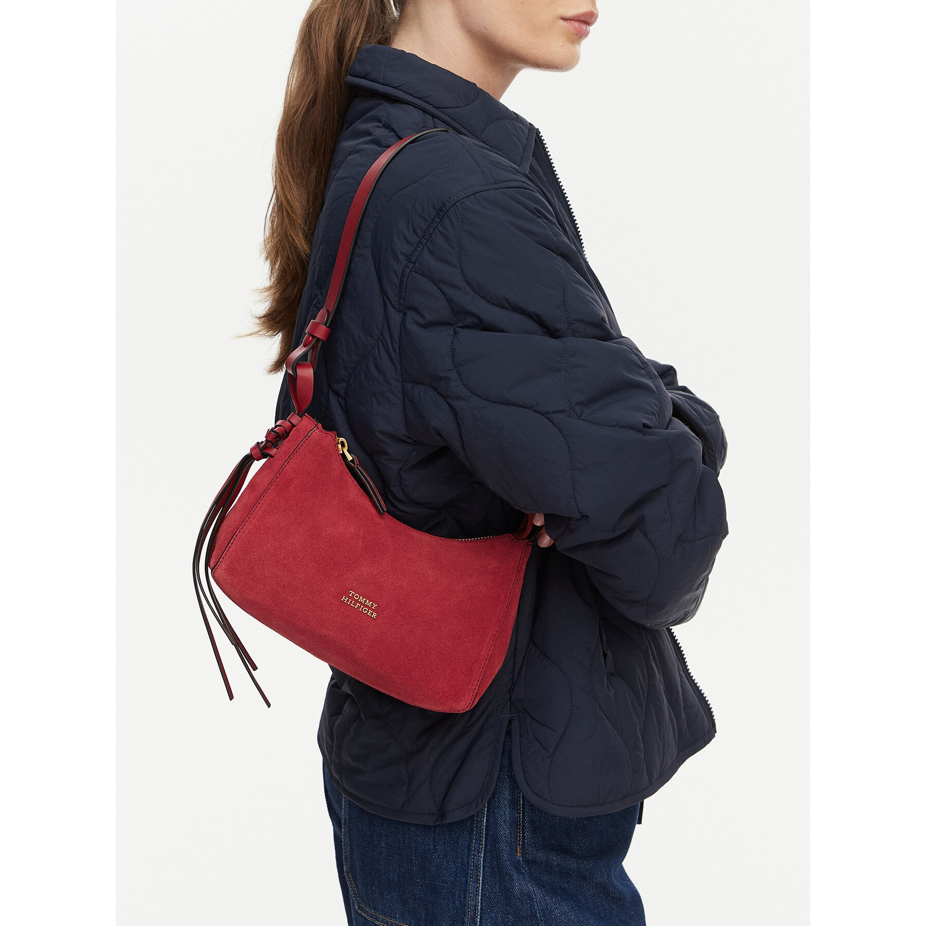 Torbica Tommy Hilfiger Th Statement Mini Should Bag Sue AW0AW18823 Tamnoplava