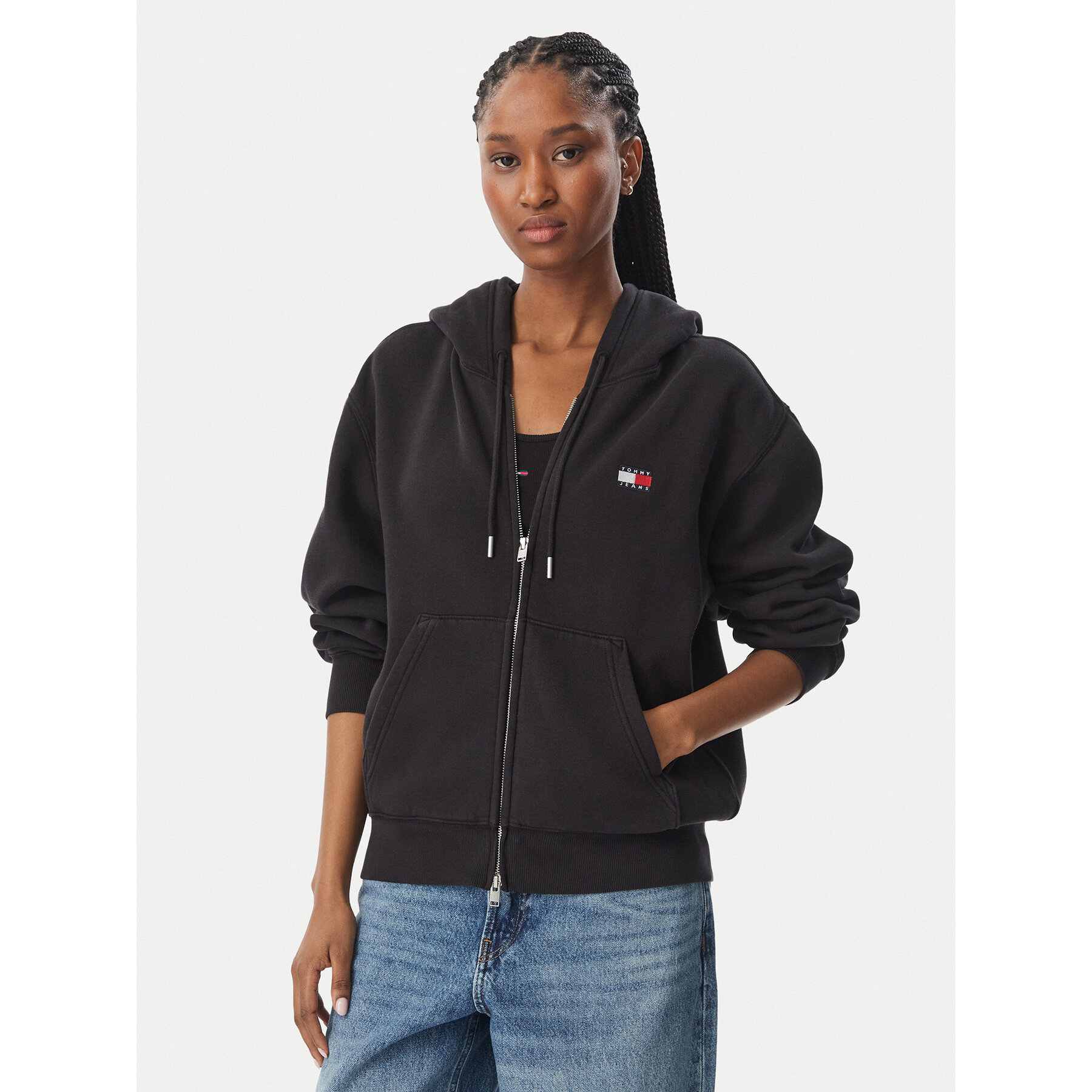 Tommy Jeans Sweatshirt Badge DW0DW23529 Schwarz Regular Fit