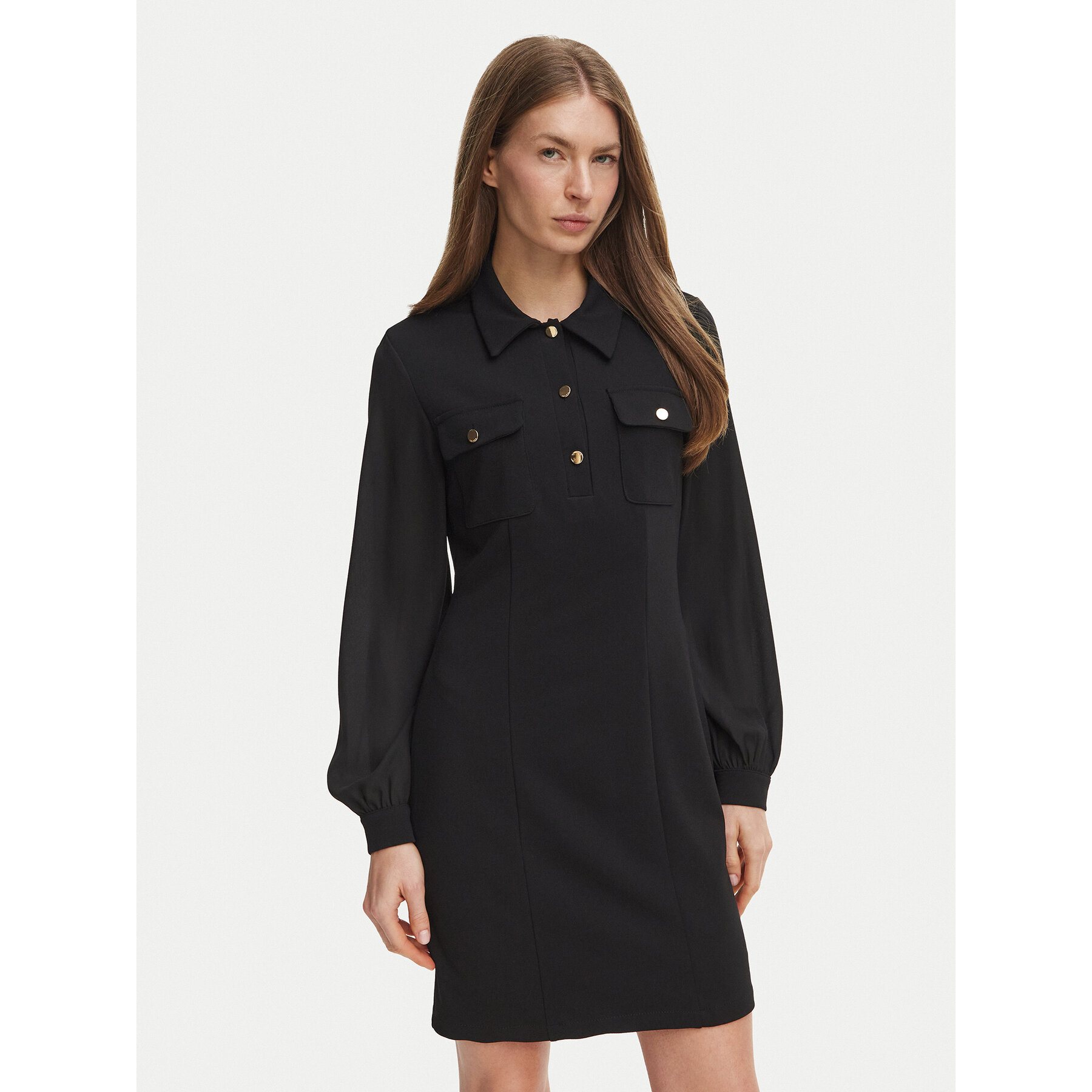 Fracomina Hemdkleid FR26WD1020J47501 Schwarz Regular Fit