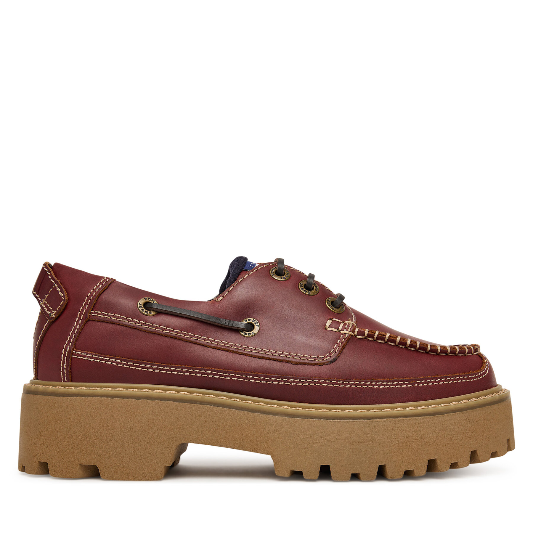 Poltopánky Tommy Jeans Archive '01 Boat Shoe Leather EN0EN03003 Bordová