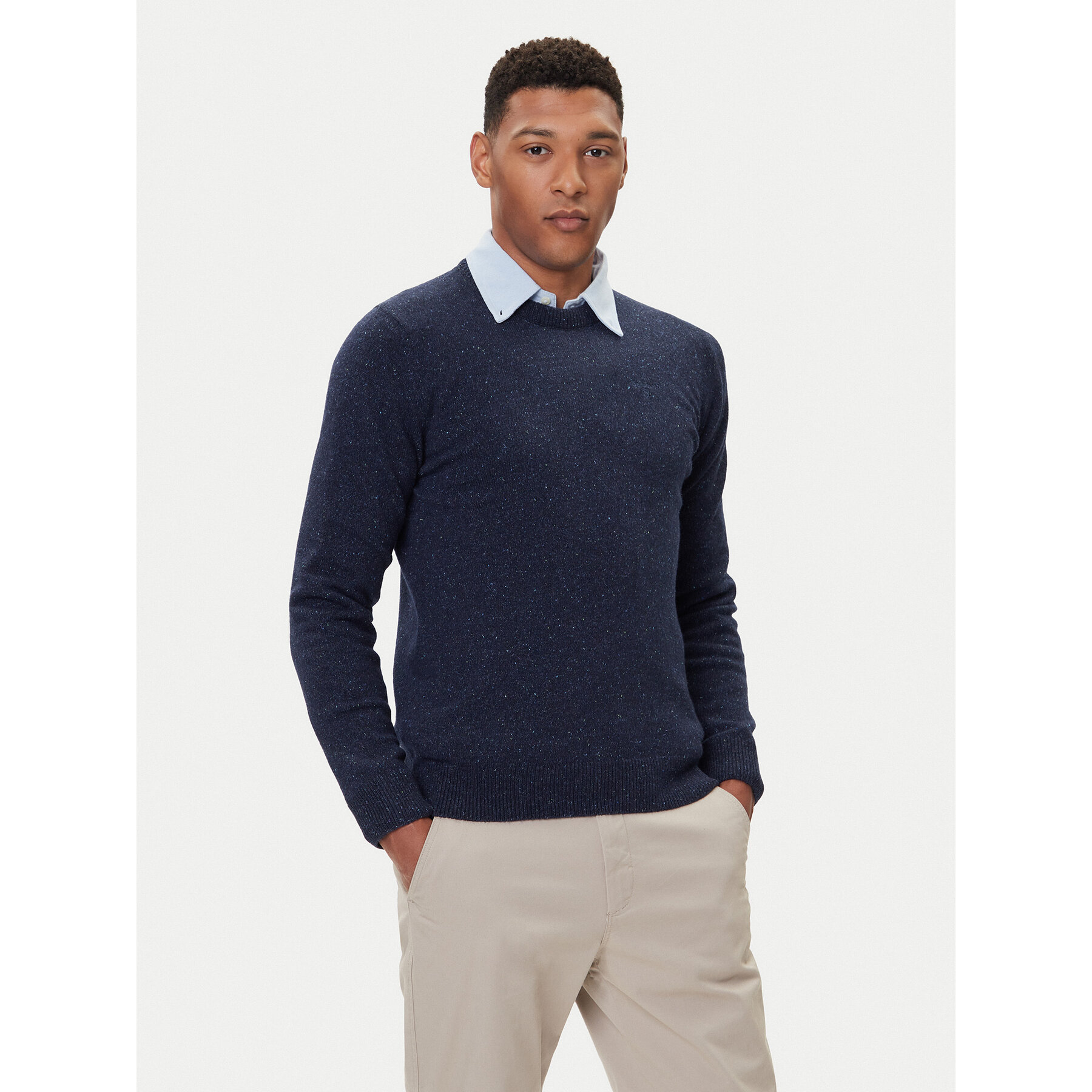Barbour Pullover Essential Tisbury MKN0844GY12 Dunkelblau Regular Fit