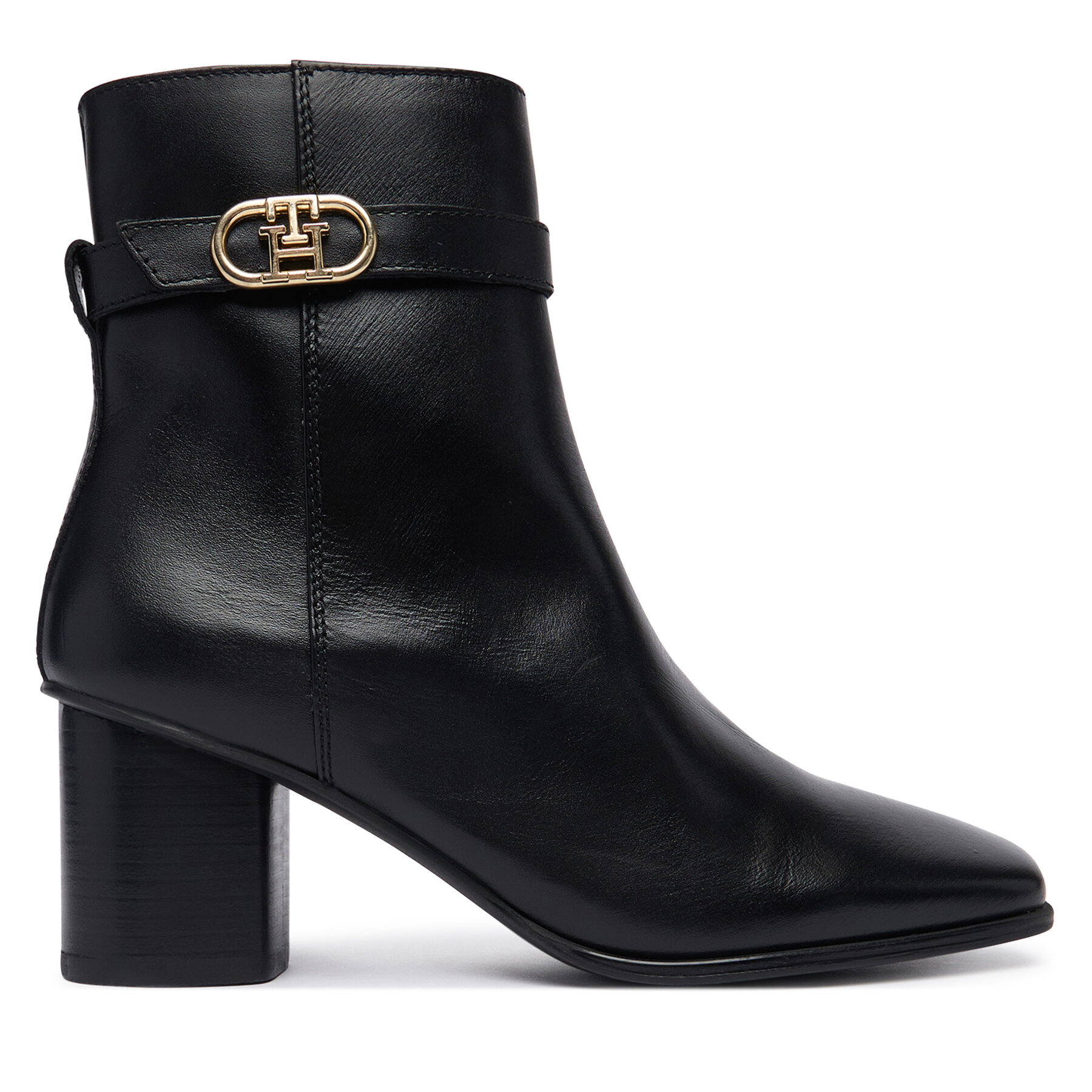 Боти Tommy Hilfiger Th Strap Leather Block Heel Boot FW0FW09488 Черен