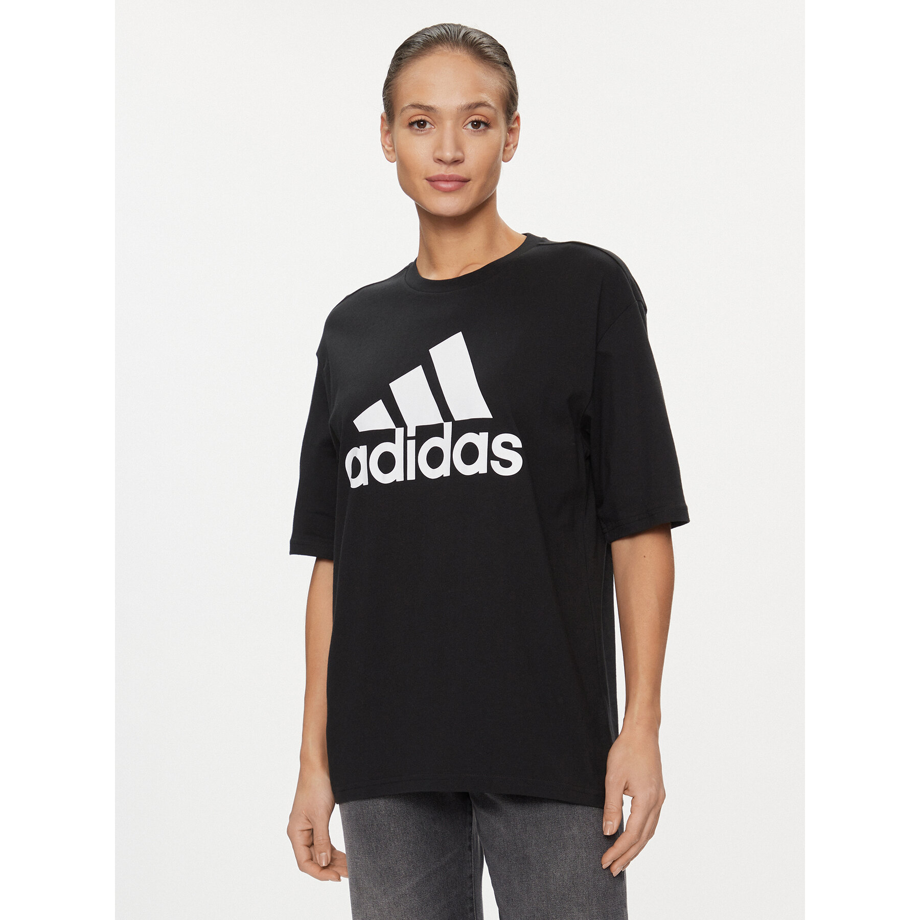 adidas adidas T-Shirt Essentials Big Logo Boyfriend T-Shirt HR4931 Μαύρο Loose Fit