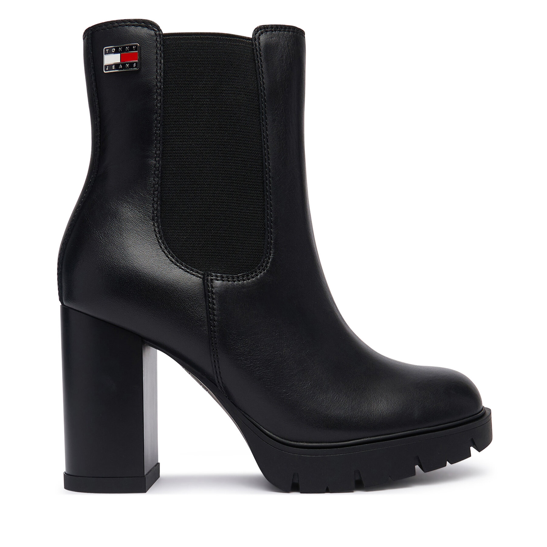 Botine Tommy Jeans Tjw Chelsea High Heel Boots EN0EN03112 Negru