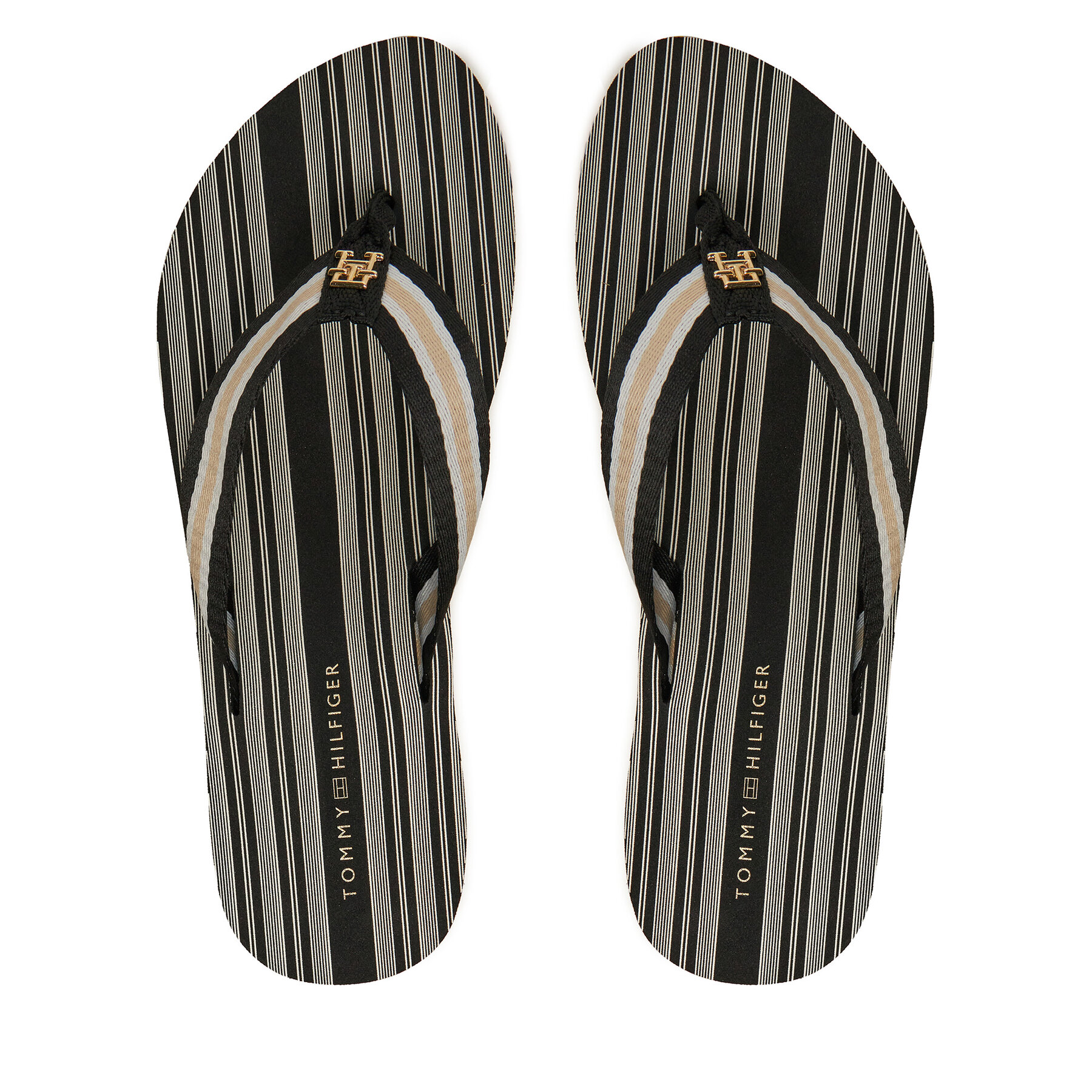 Donna Infradito Tommy Hilfiger, Taglia 37, Nero, Im Th Print Beach Sandal FW0FW08370, taglia : 37