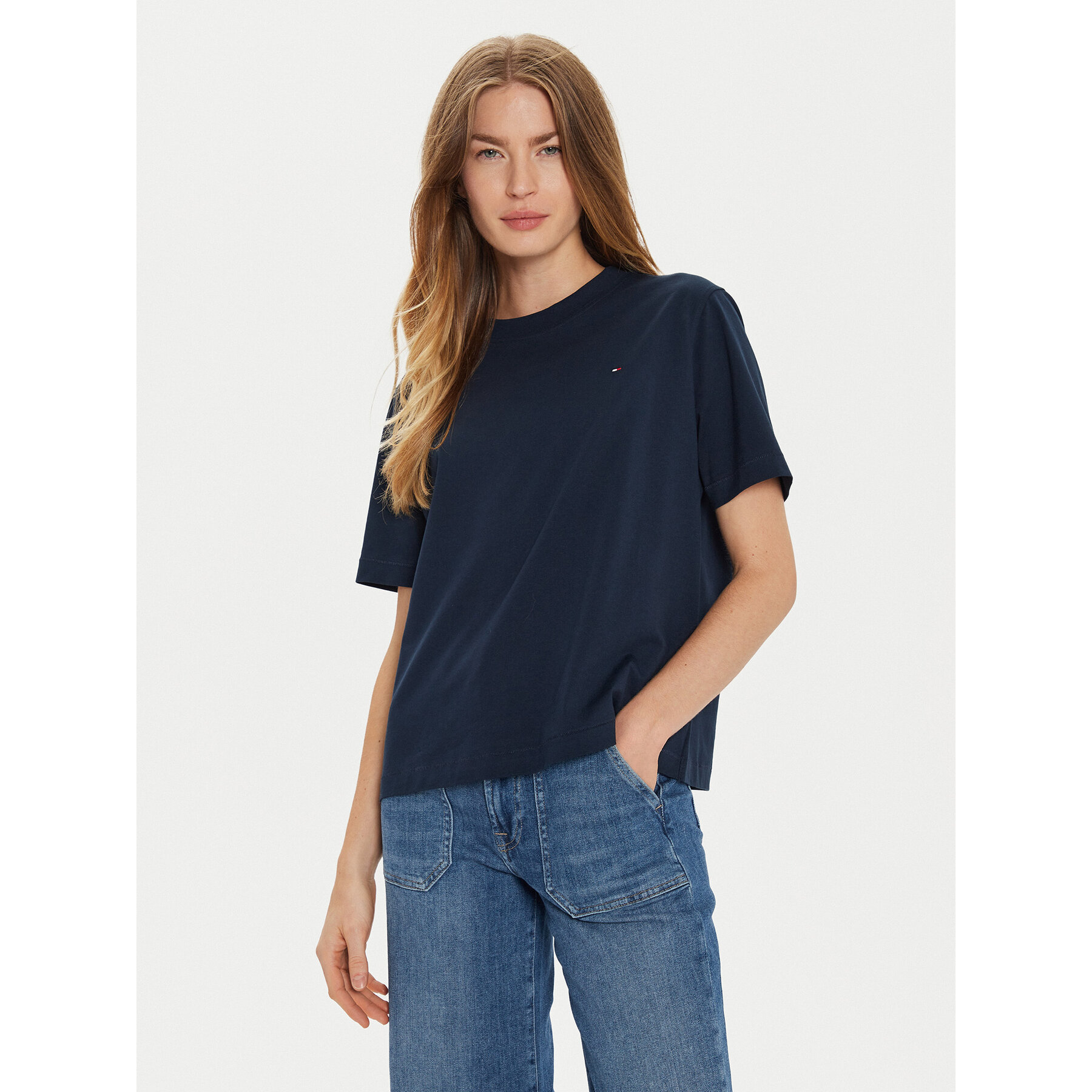 Tommy Hilfiger T-shirt Modern Flag WW0WW43597 Tamnoplava Relaxed Fit