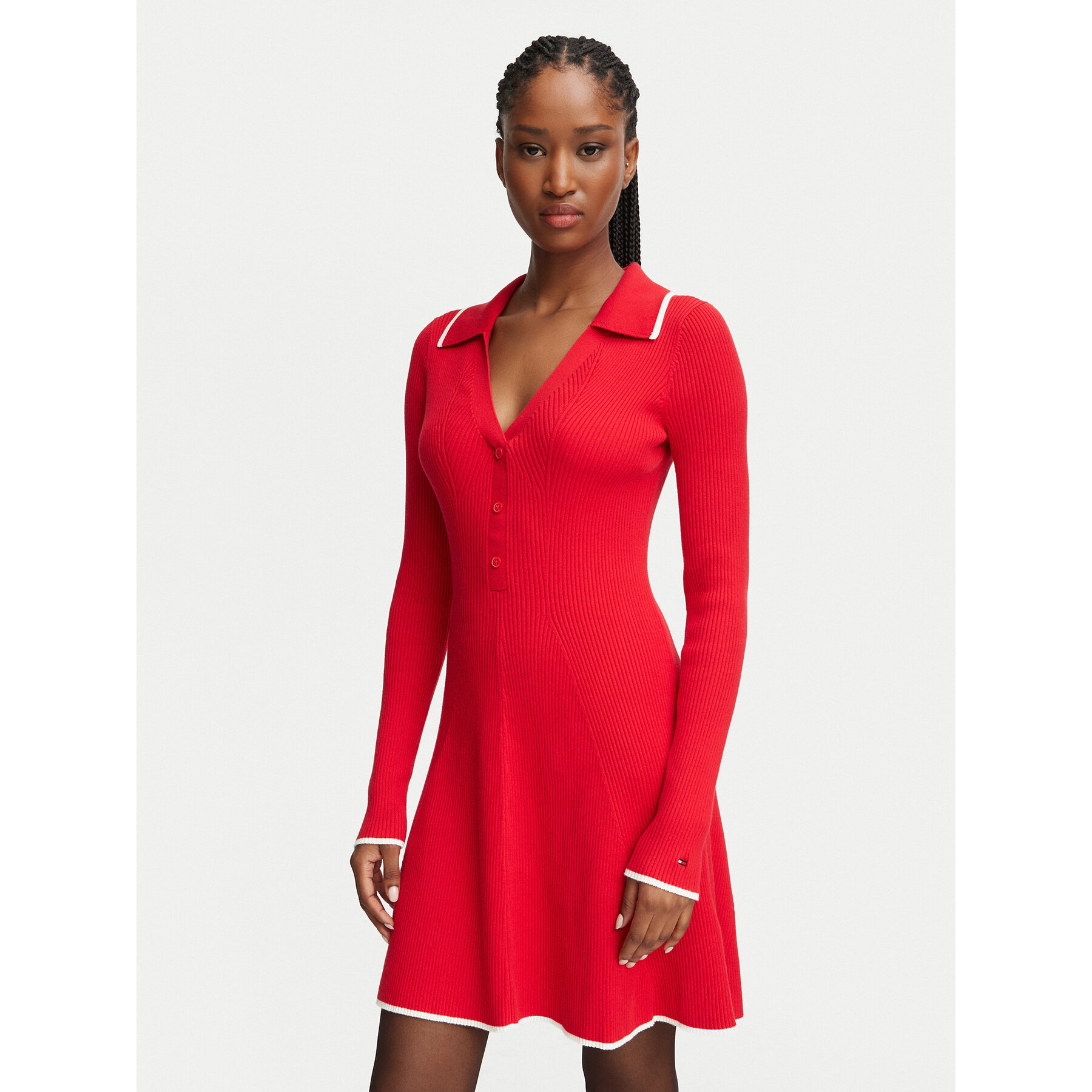 Tommy Jeans Strickkleid DW0DW23328 Rot Slim Fit