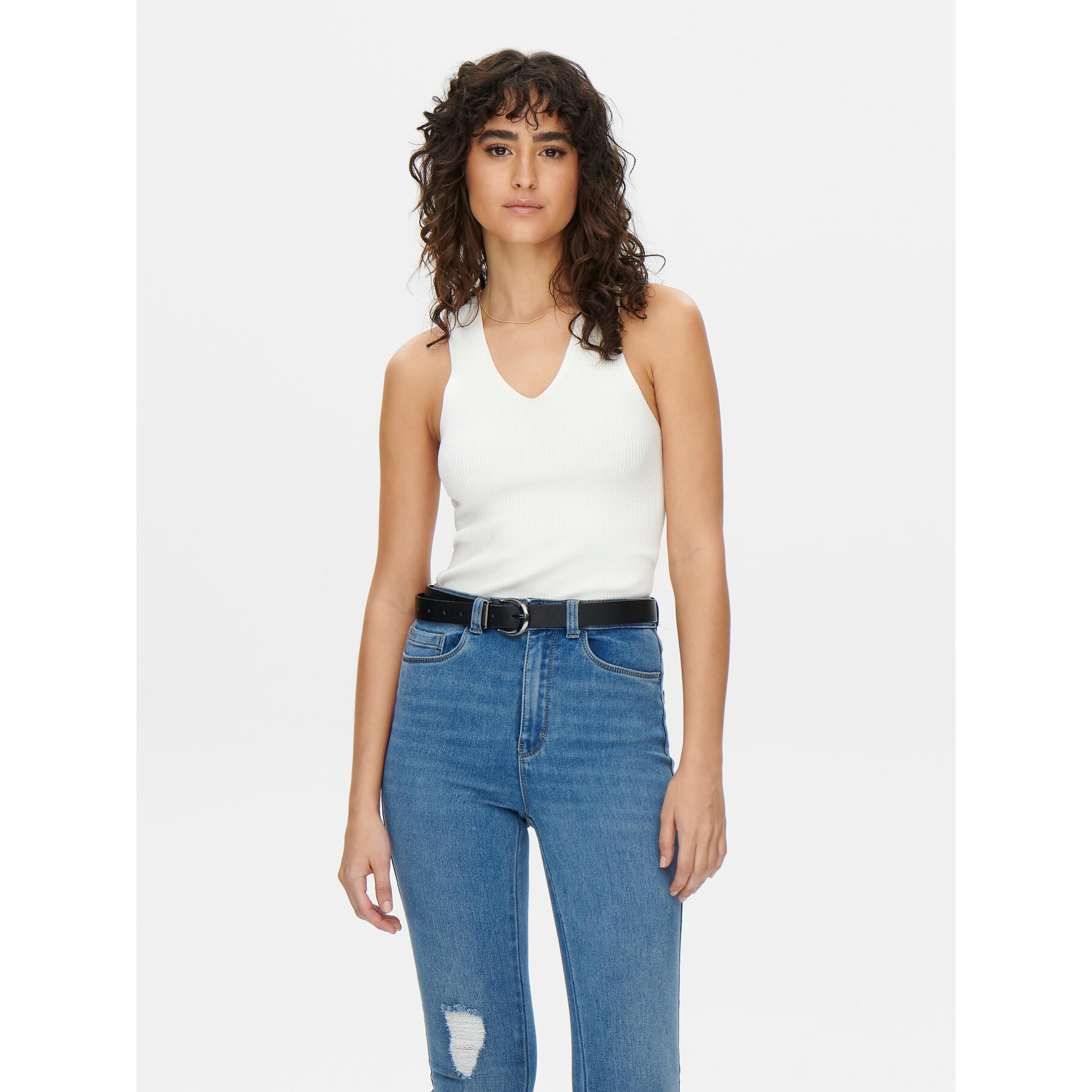 JDY JDY Τοπ Sabrina 15258897 Λευκό Slim Fit