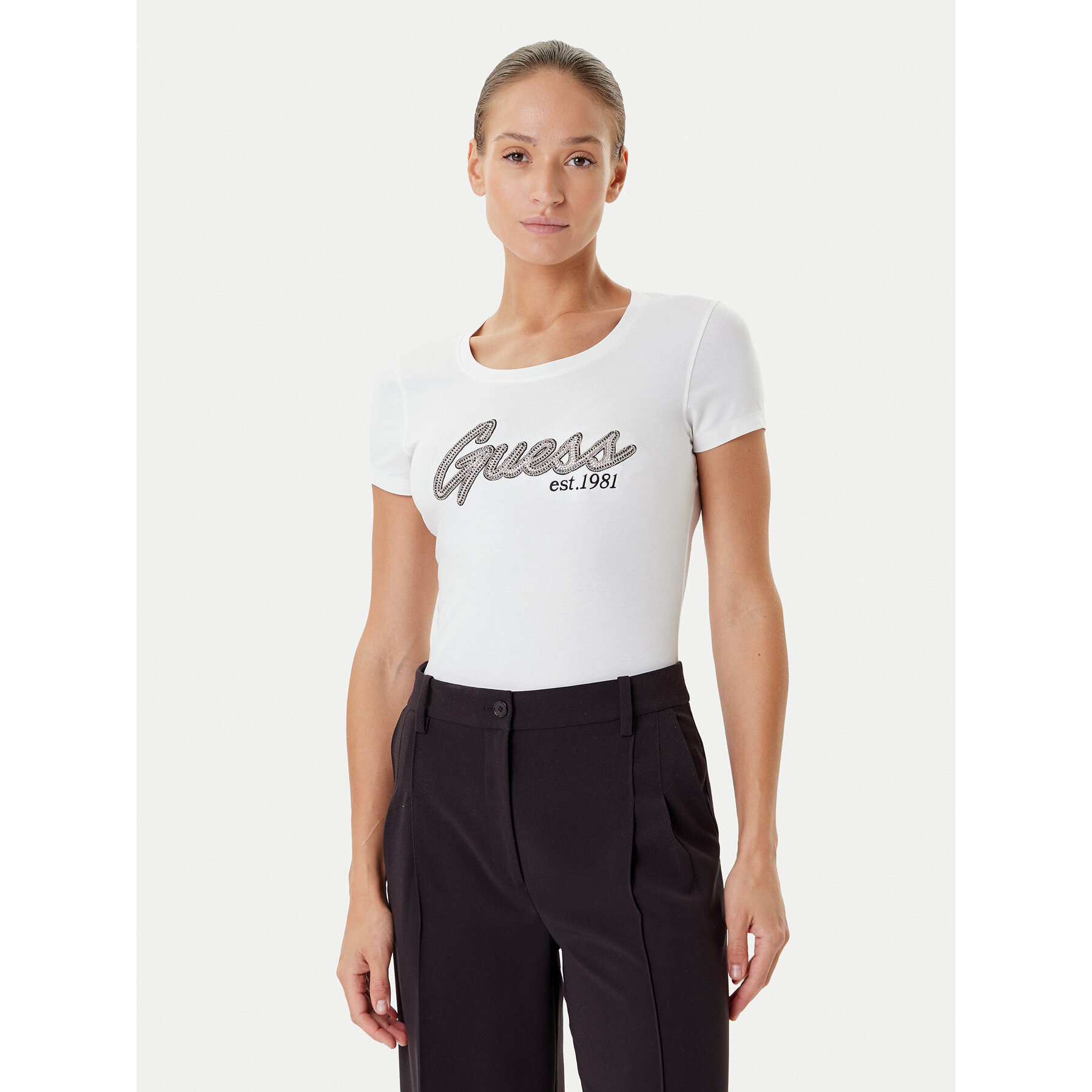 Guess T-Shirt W5YI16 J1314 Weiß Regular Fit