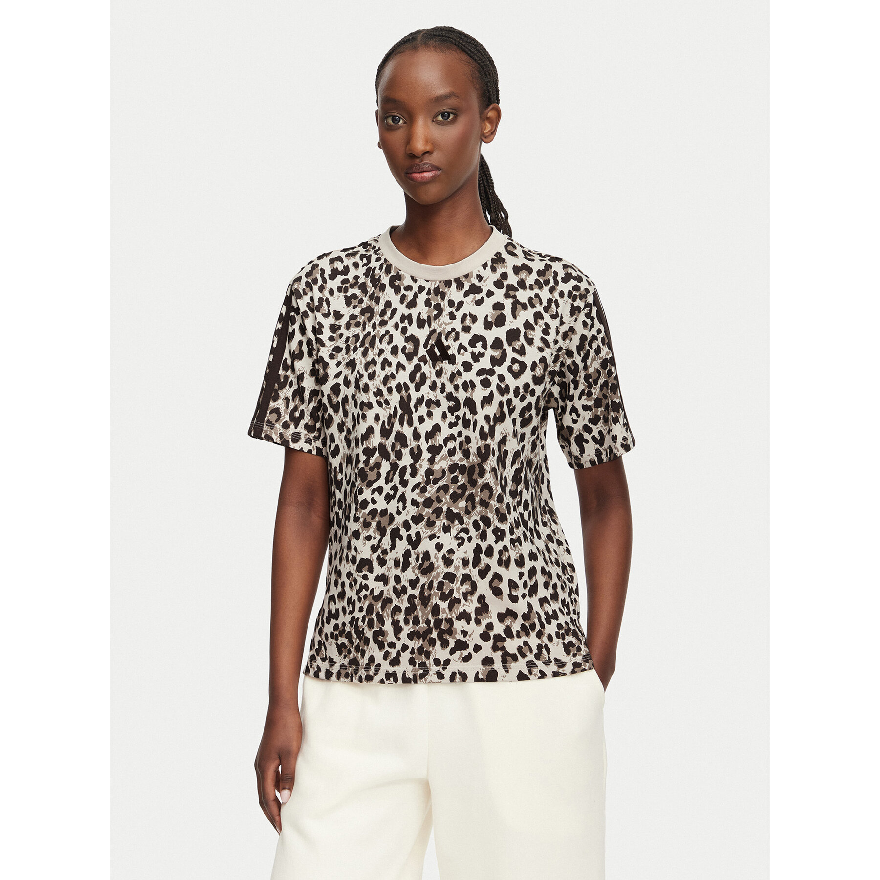 adidas Majica Seasonal Essentials Animal Print KH1549 Bež Regular Fit