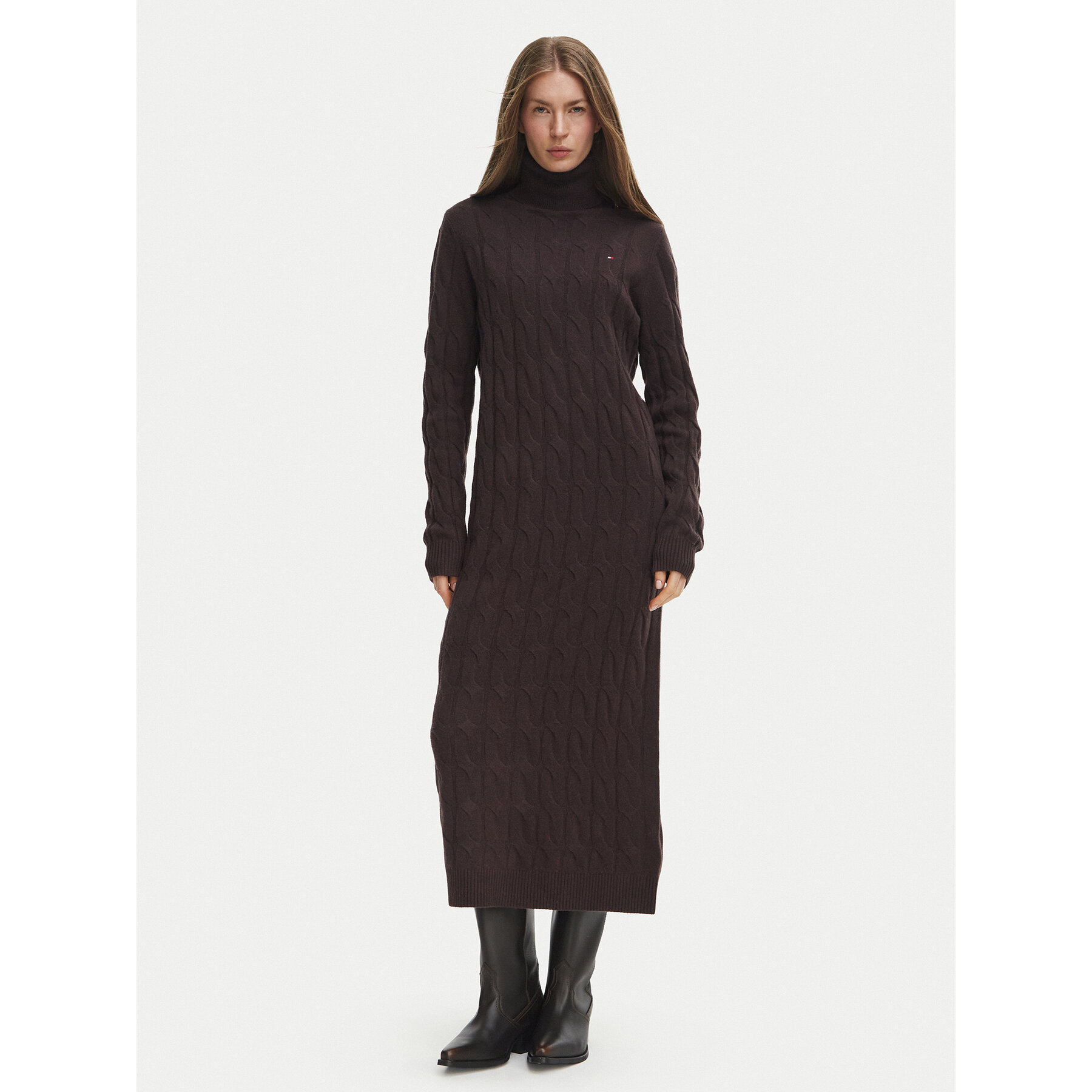 Tommy Hilfiger Strickkleid WW0WW46429 Dunkelbraun Slim Fit