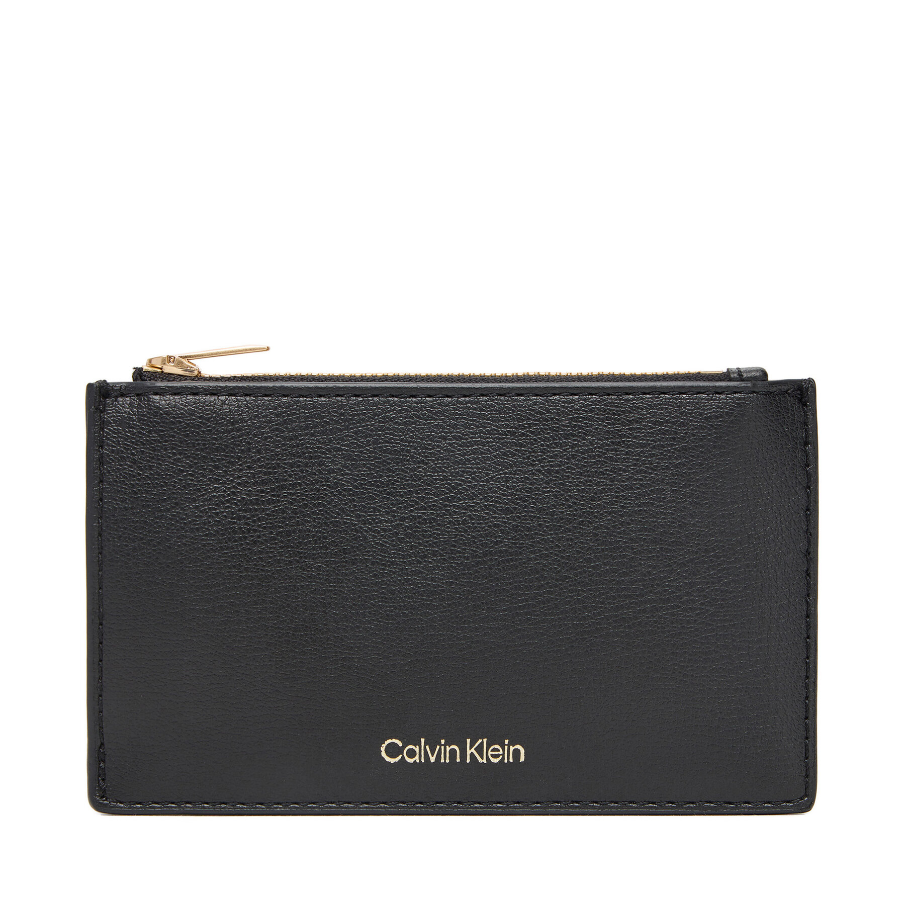 Портфейл Calvin Klein Foil Logo Top Zip Cardcase LV04F1090G Черен