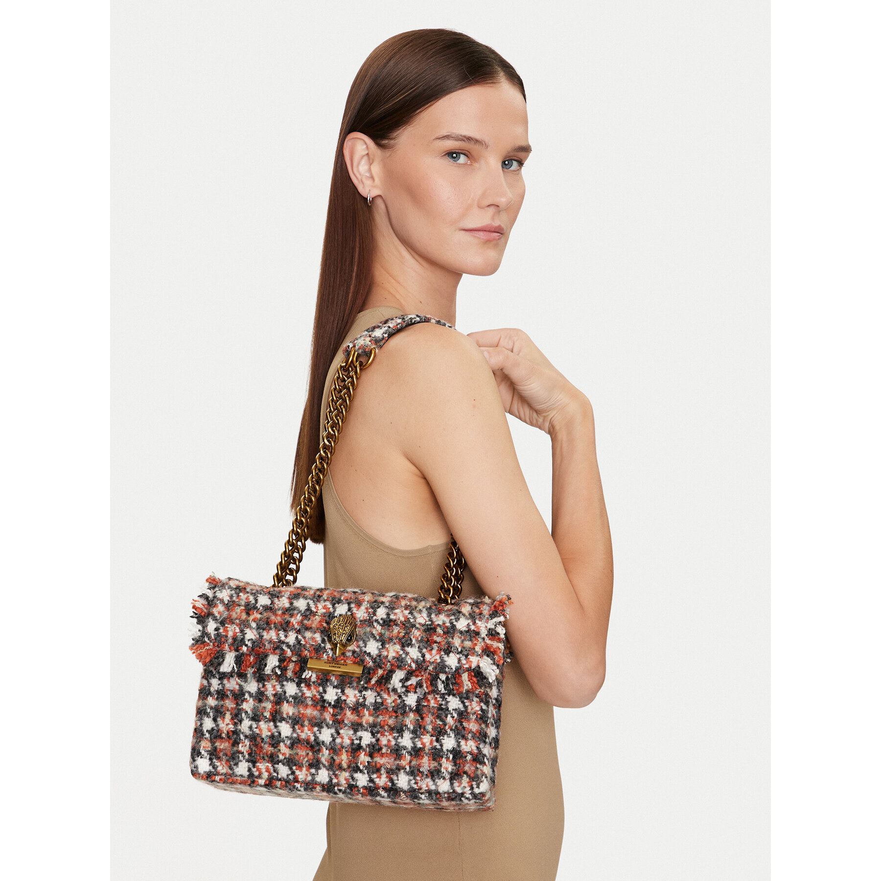 Kabelka Kurt Geiger 690-Tweed Kensington Bag 3614536609 Hnedá