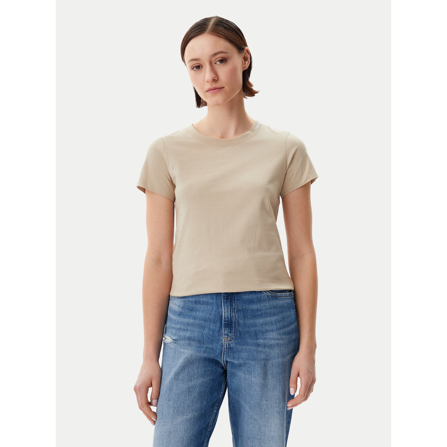 Calvin Klein Jeans T-Shirt Logo J20J225540 Beige Regular Fit, Größe S