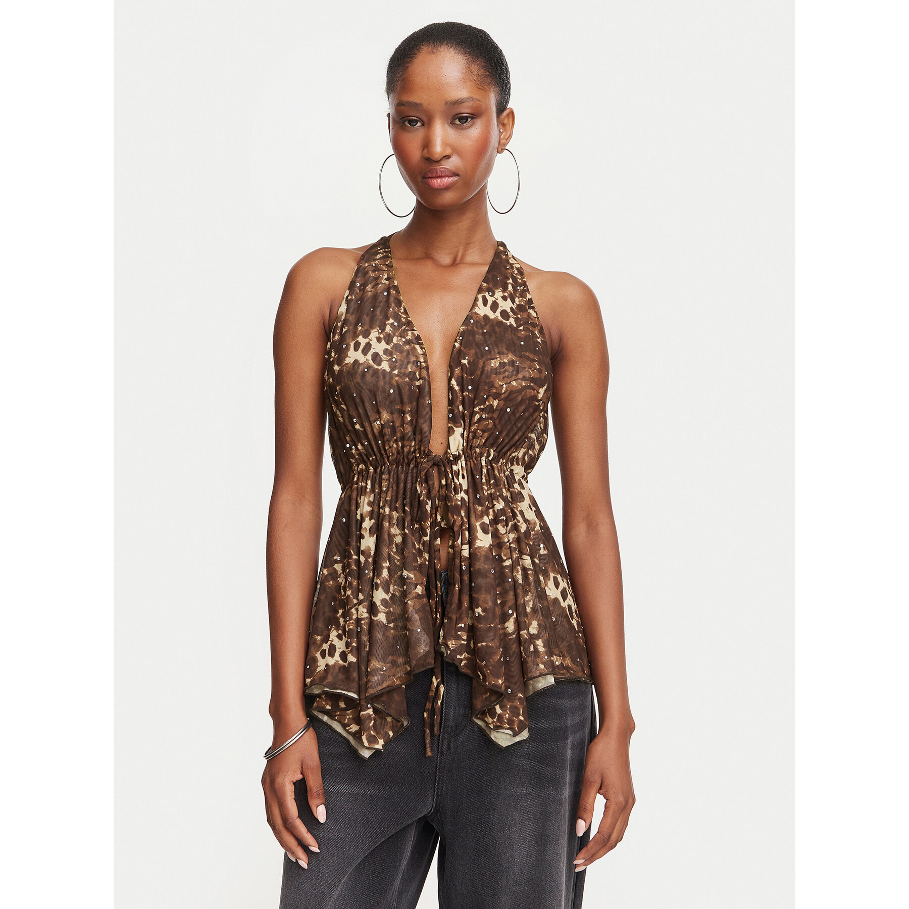 Juicy Couture Bluse JCWCT226340 Braun Slim Fit
