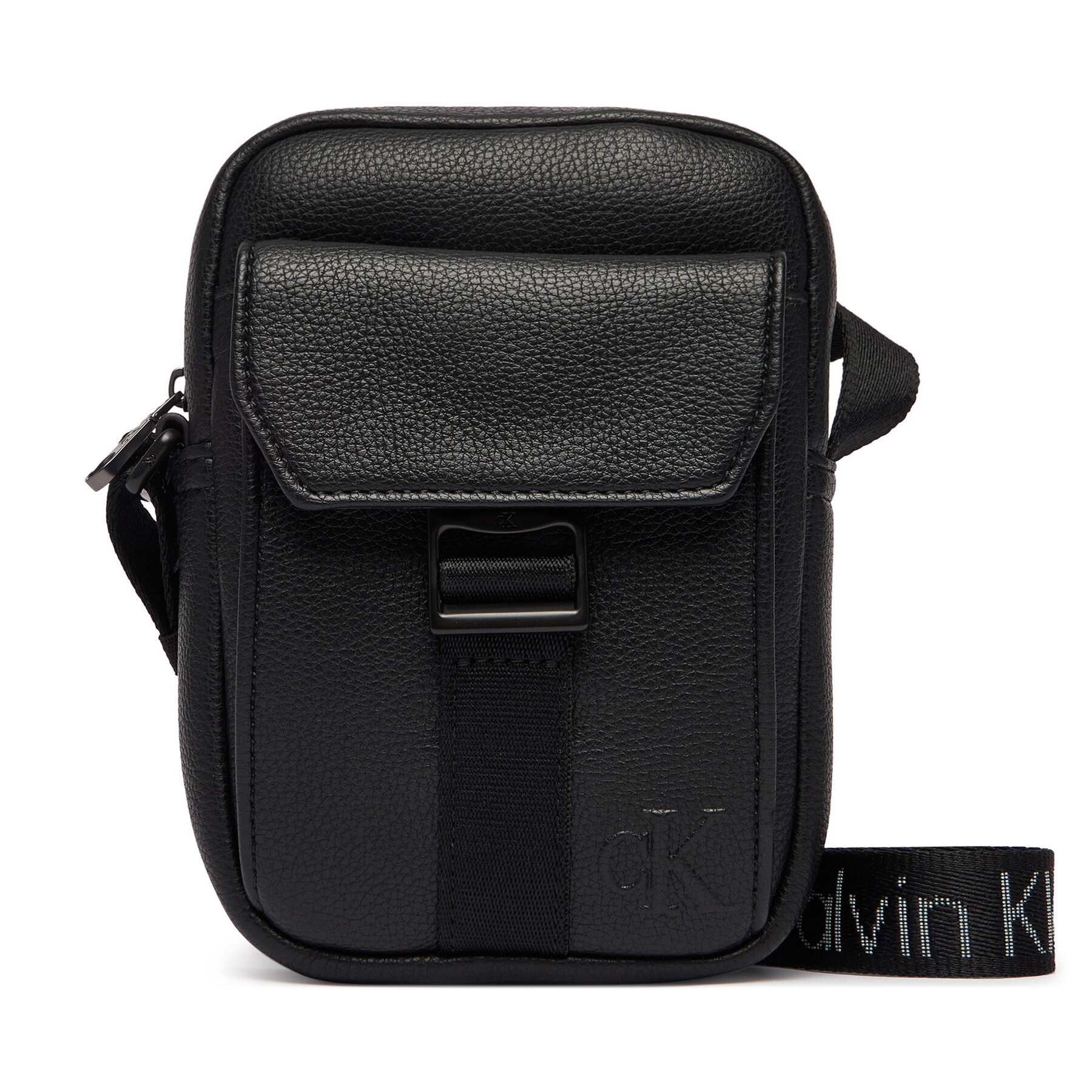 Geantă crossover Calvin Klein Webbing Strap Slim Reporter LV04D3281G Negru