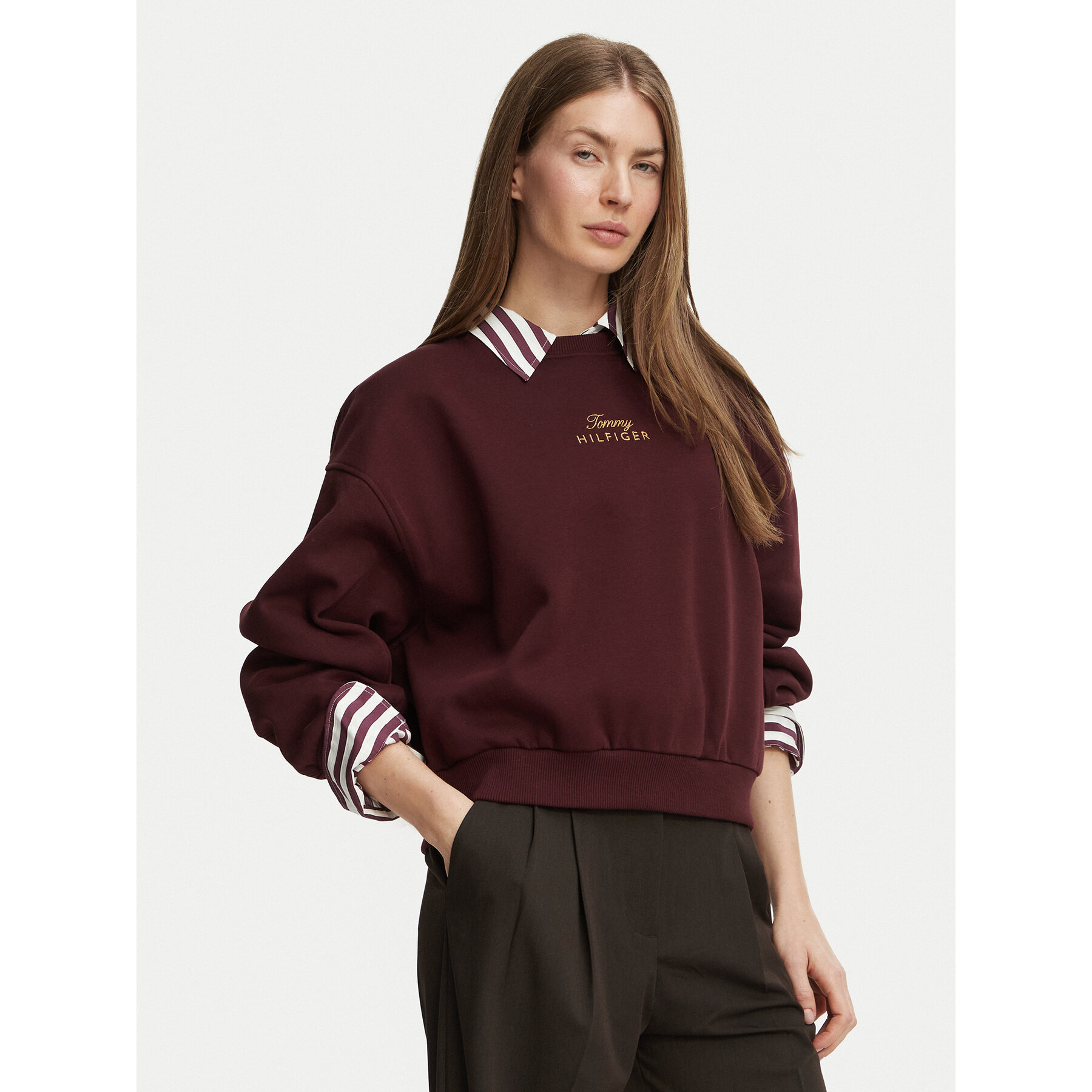 Tommy Hilfiger Sweatshirt WW0WW51724 Dunkelrot Relaxed Fit