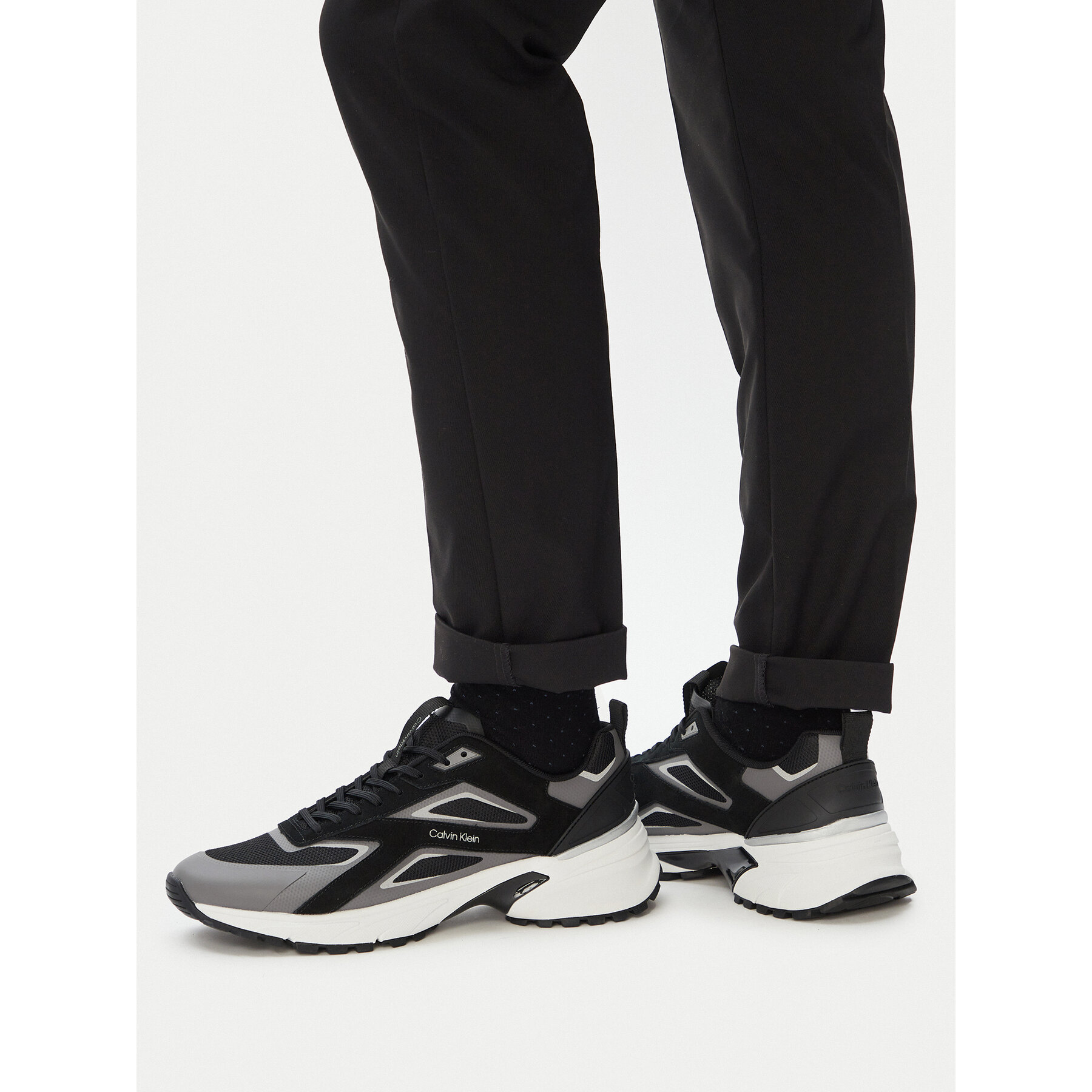 Sneakers Calvin Klein Hike Runner Ck Stripe Mix Ny-Su HM0HM02220 Negru